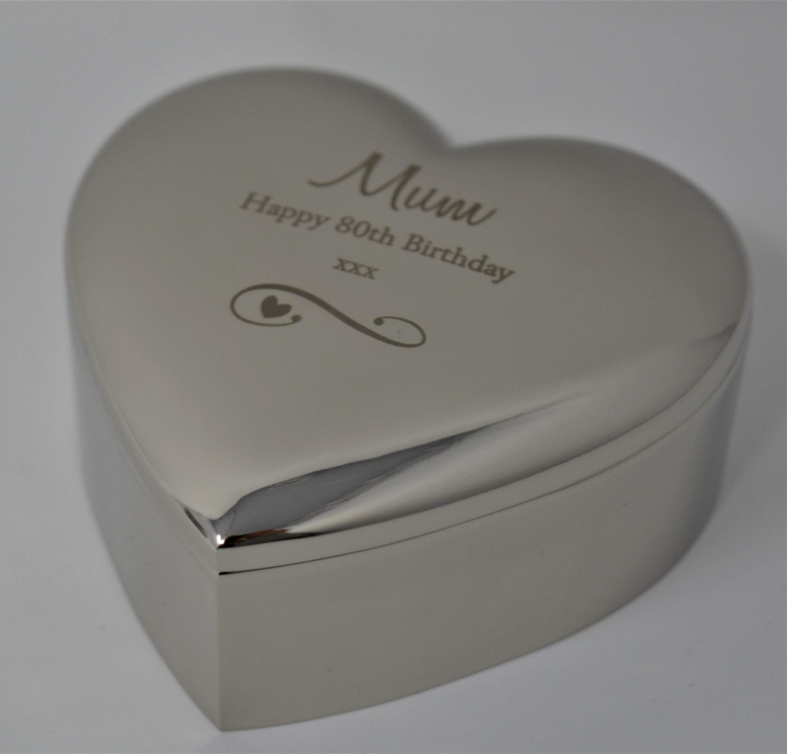 Celebrationgiftsforall Women's Silver Mum 80Th 80 Eightieth Happy Birthday Heart Trinket Box Present Ideas For Her