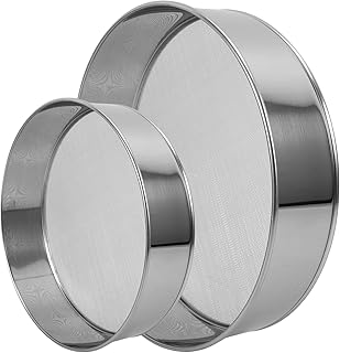 VALICLUD 2pcs Stainless Steel Flour Sifter Fine Mesh Baking Strainers for Flour Sugar Powder Sifting Round Kitchen Sieves with Mesh Filters