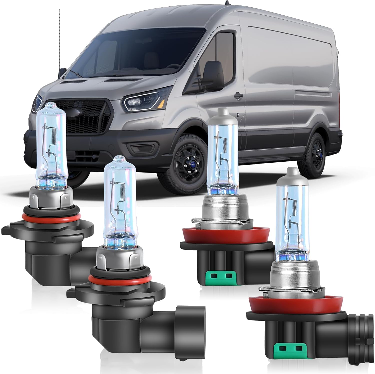 Fit for 2014-2020 Ford Transit 150 250 350 High Performance Halogen Headlight Bulbs,9005 H11 High Low Beam Headlamp Replacement Bulb Kit,3800K Warm White, No Glare,Plug & Play, 4-Pack