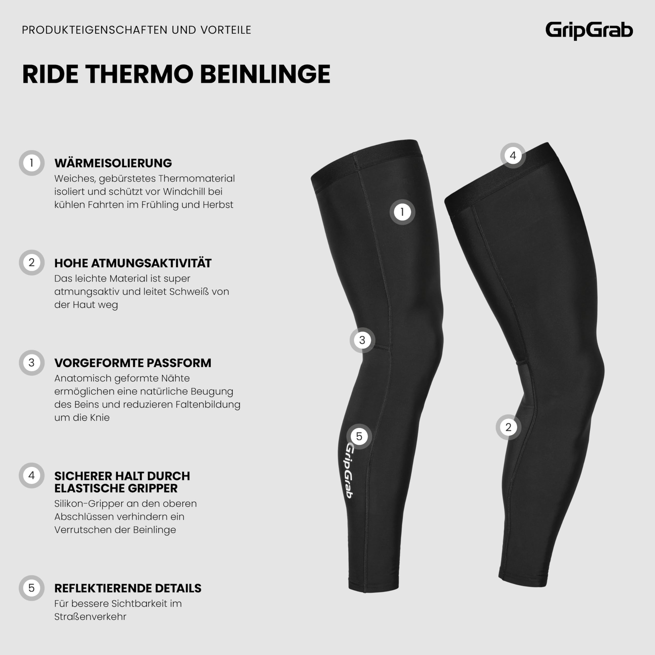 GripGrab RIDE Thermo Beinlinge Radsport Herren & Damen Fahrrad Beinwärmer