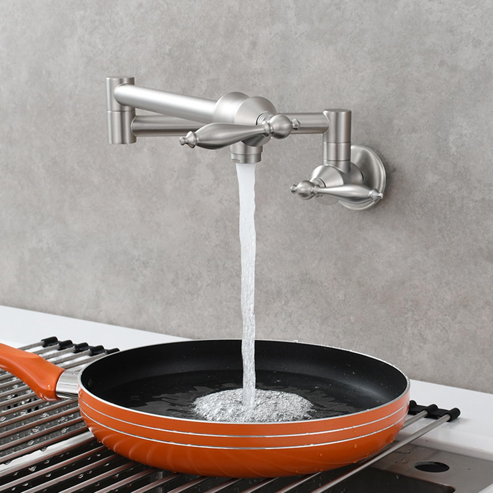 Grifo de cocina plegable de pared en acabado cepillado premium 4