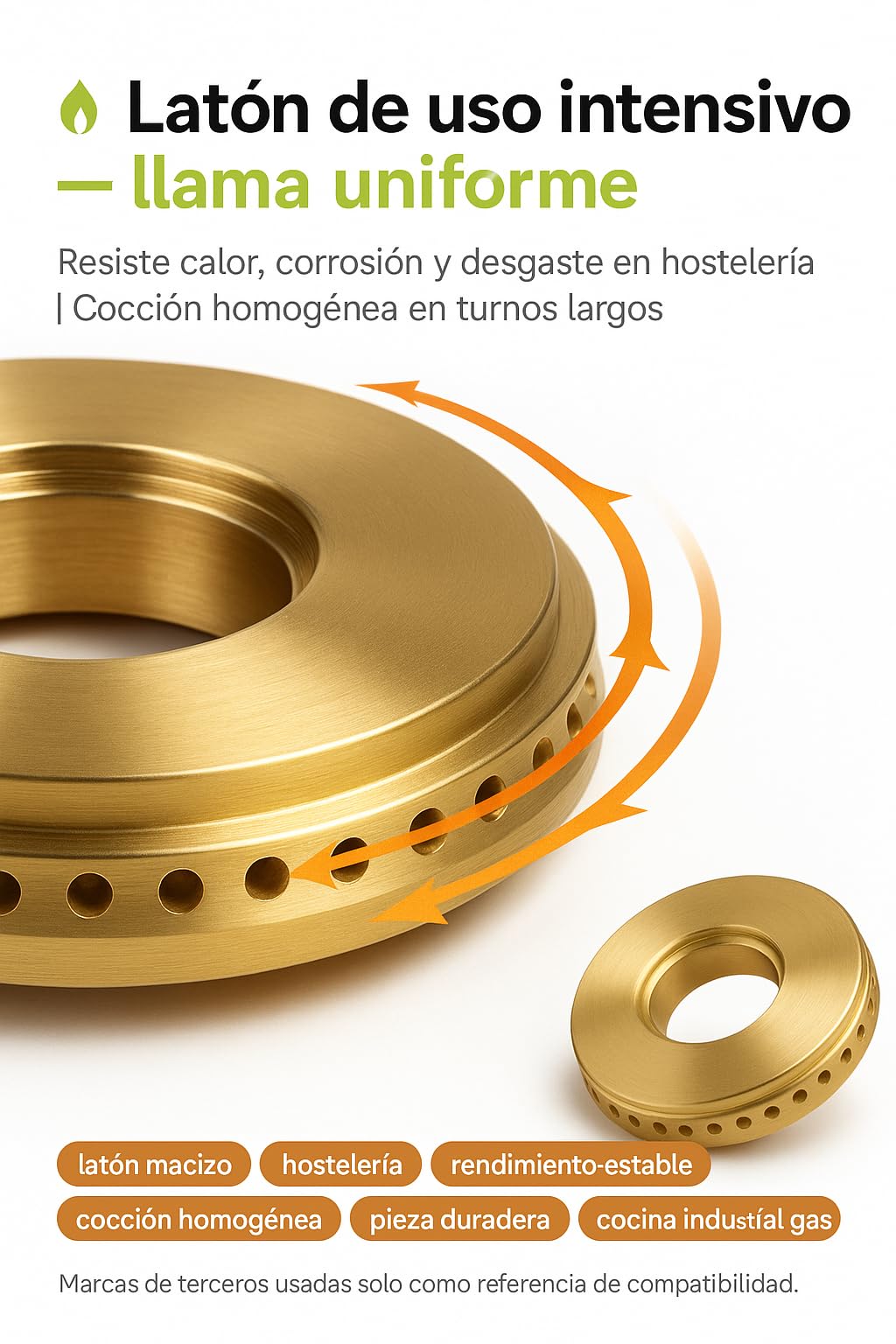 Corona Quemador Latón Alta Precisión Ø95mm Compatibilidad con Repagas C520 C720 C741 C940 QE60 Pieza Repuesto Cocina Profesional Hostelería Llama Estable Duradera