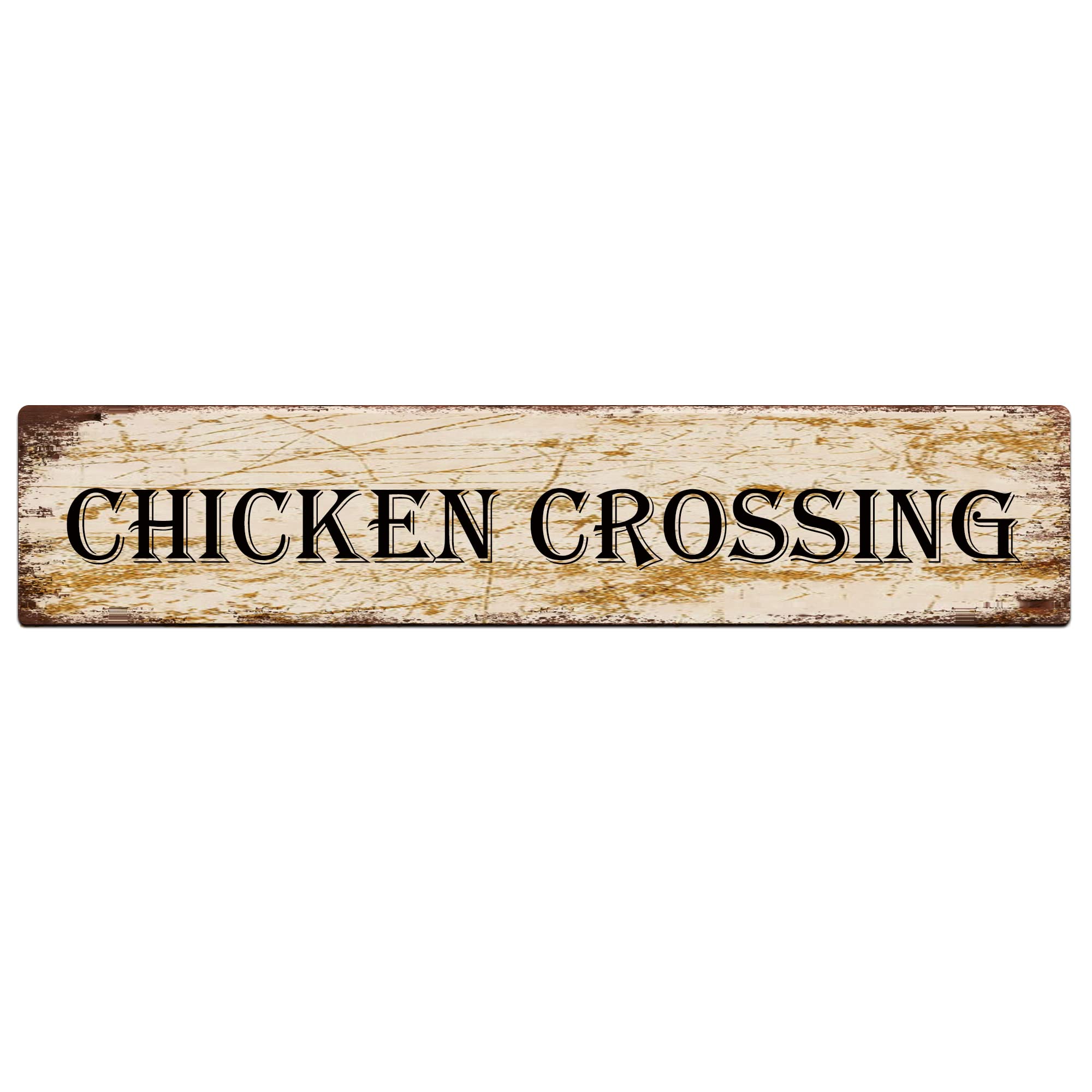 Chicken Crossing Retro Tin Signs Aluminum Metal Sign for Kitchen Home Garden Wall Bar Cafe Decor 4x16 Inch