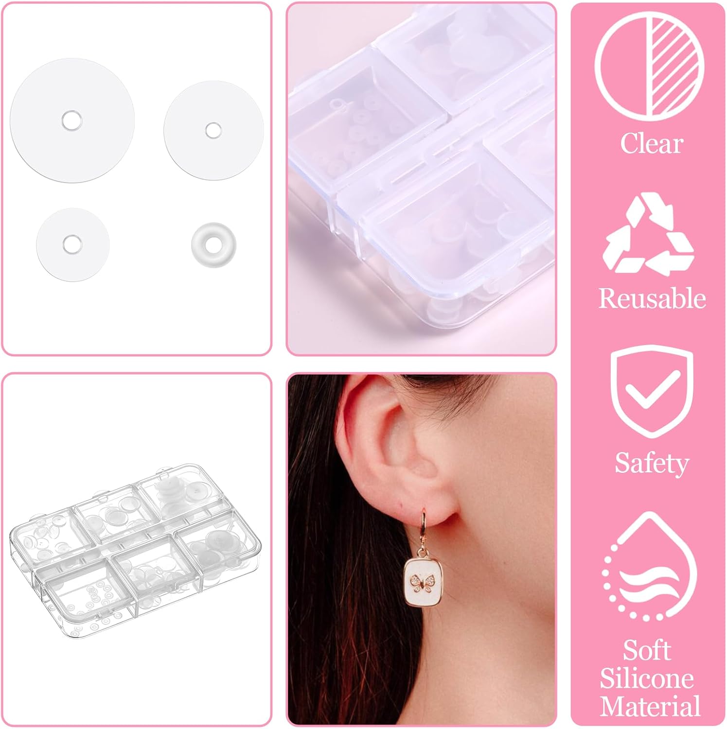120pcs Silicone Earring Backs Stopper for Piercings Clear Piercing Disc 3/5/7/9 mm Plastic Soft Disc Pads for Earrings - Image 3
