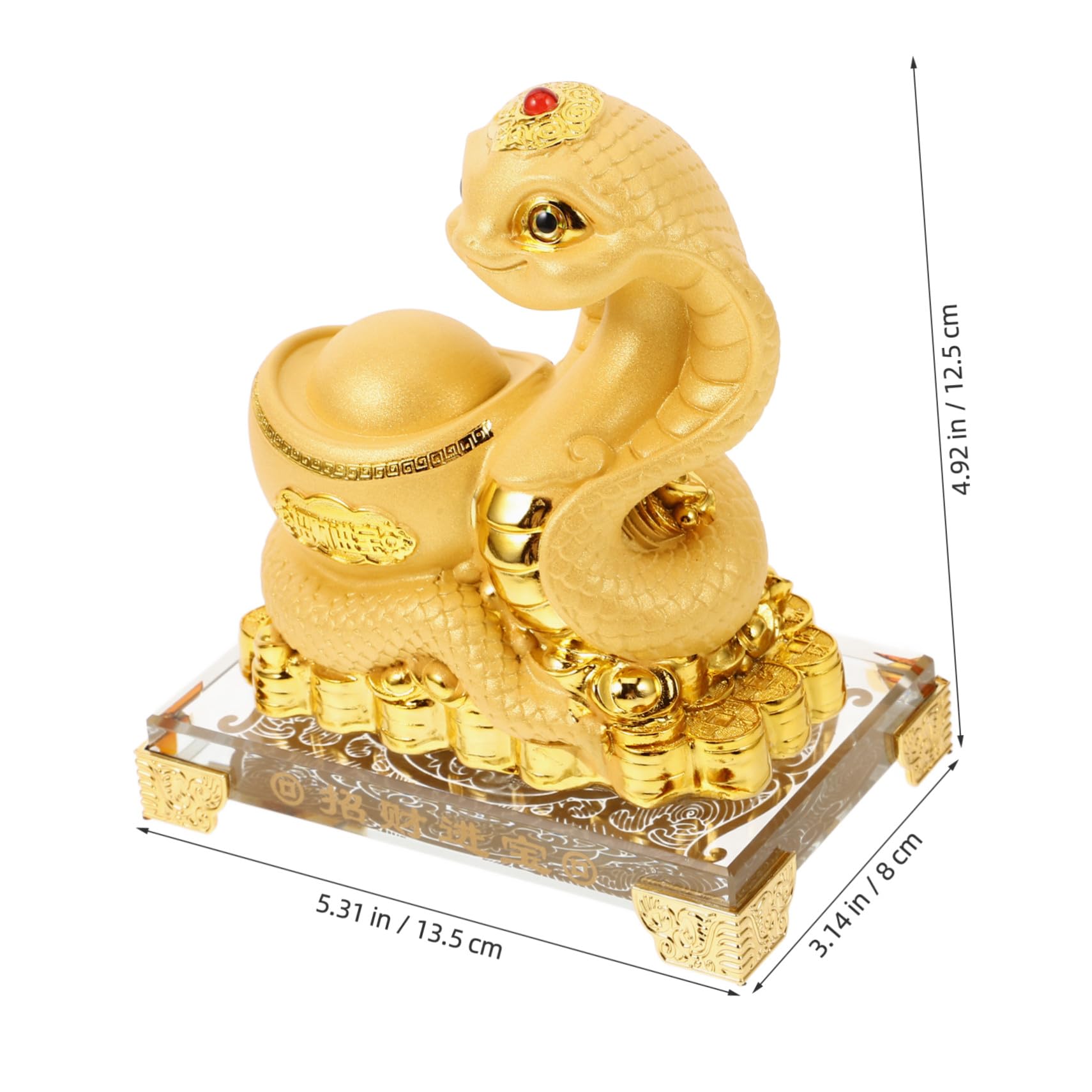 Kunstharz Goldene Schlangenfigur für 2025 Neujahr Dekoration
