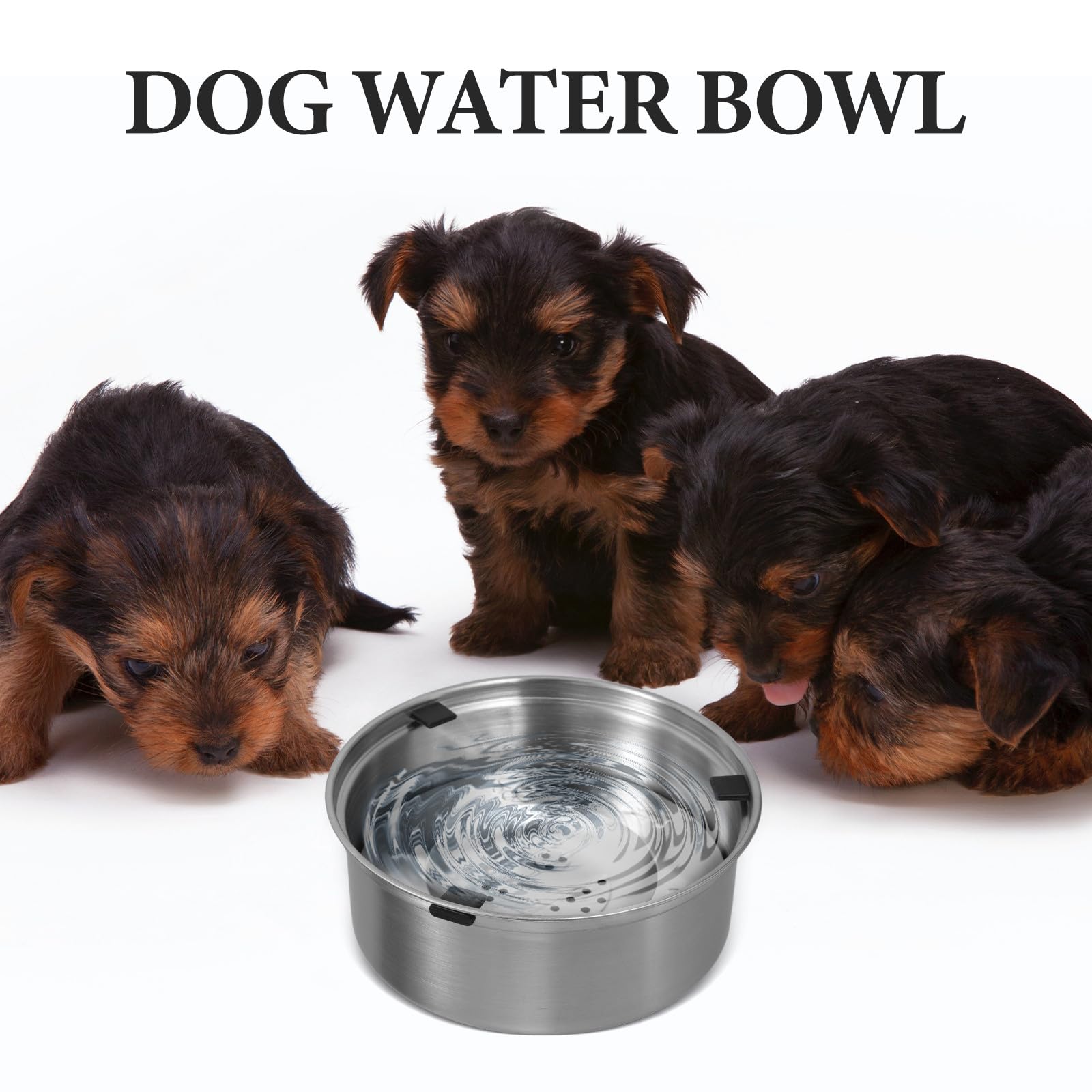 Auslaufsicherer Langsam Wassernapf aus Edelstahl Hunde, für Welpen | Silber, Reguliert Trinkmenge, Rostresistent, Verhindert Verschütten, für Haustiere