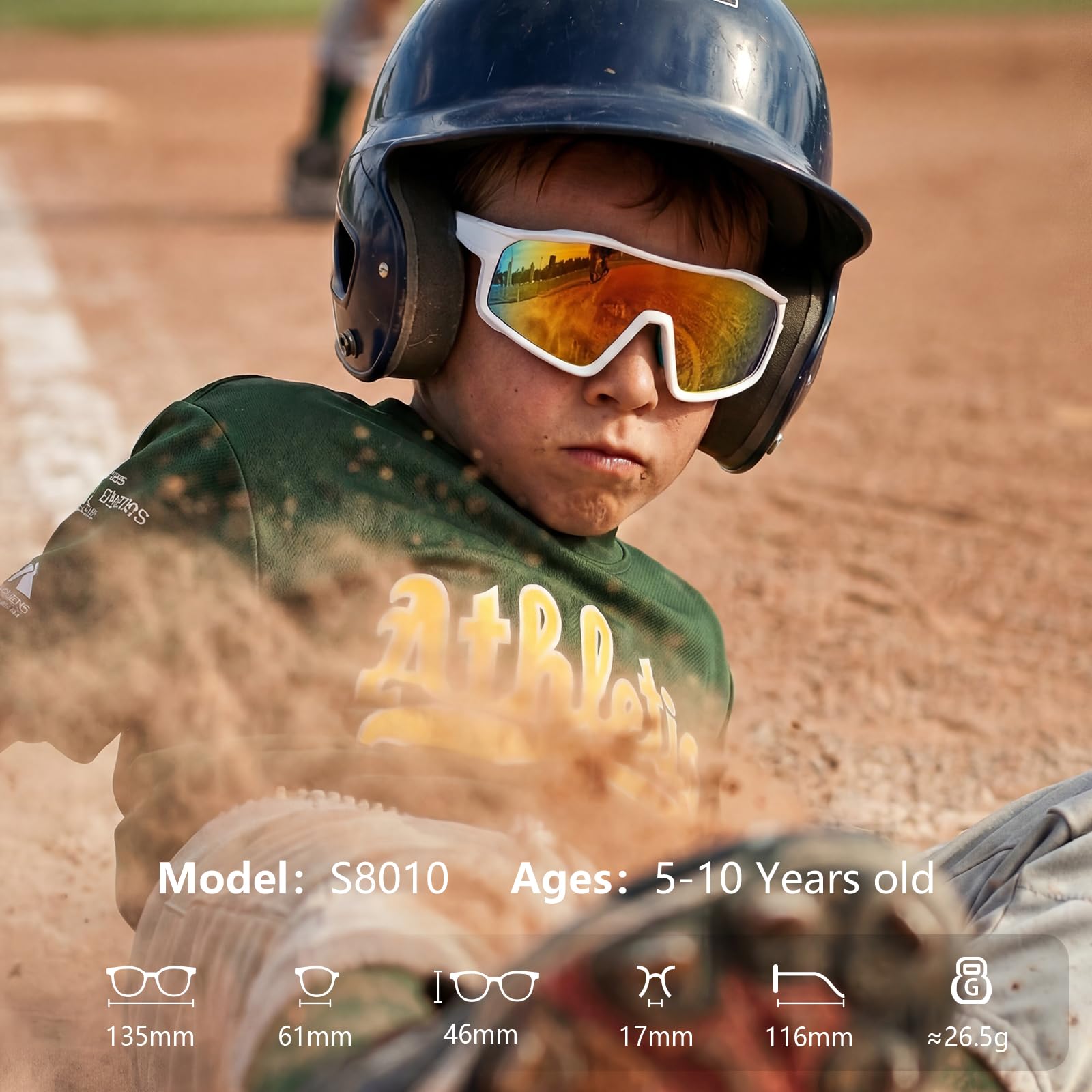 EYEBUDDY Sonnenbrillen für Kinder, Jugend, Baseball, Sonnenbrille, Jungen, Mädchen, Softball, Sport, UV400, Alter 6-12 Jahre