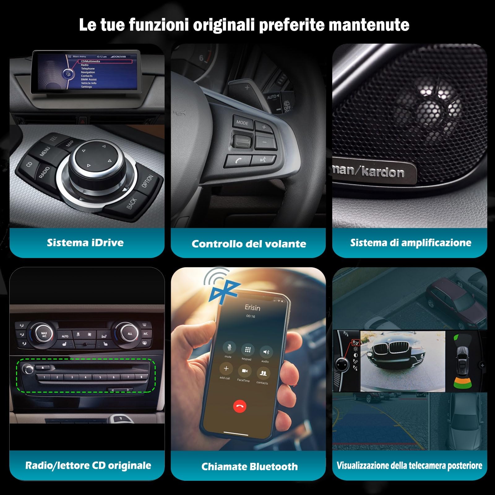 Erisin 64GB 10.25" 8-Core Android 16 Autoradio Bluetooth per BMW X1 E84 CIC | Qualcomm 8-Core 4GB+64GB Supporta Wireless CarPlay Android Auto GPS Navigatore IPS iDrive OEM WiFi 4G DAB+ Canbus DSP DVR USB
