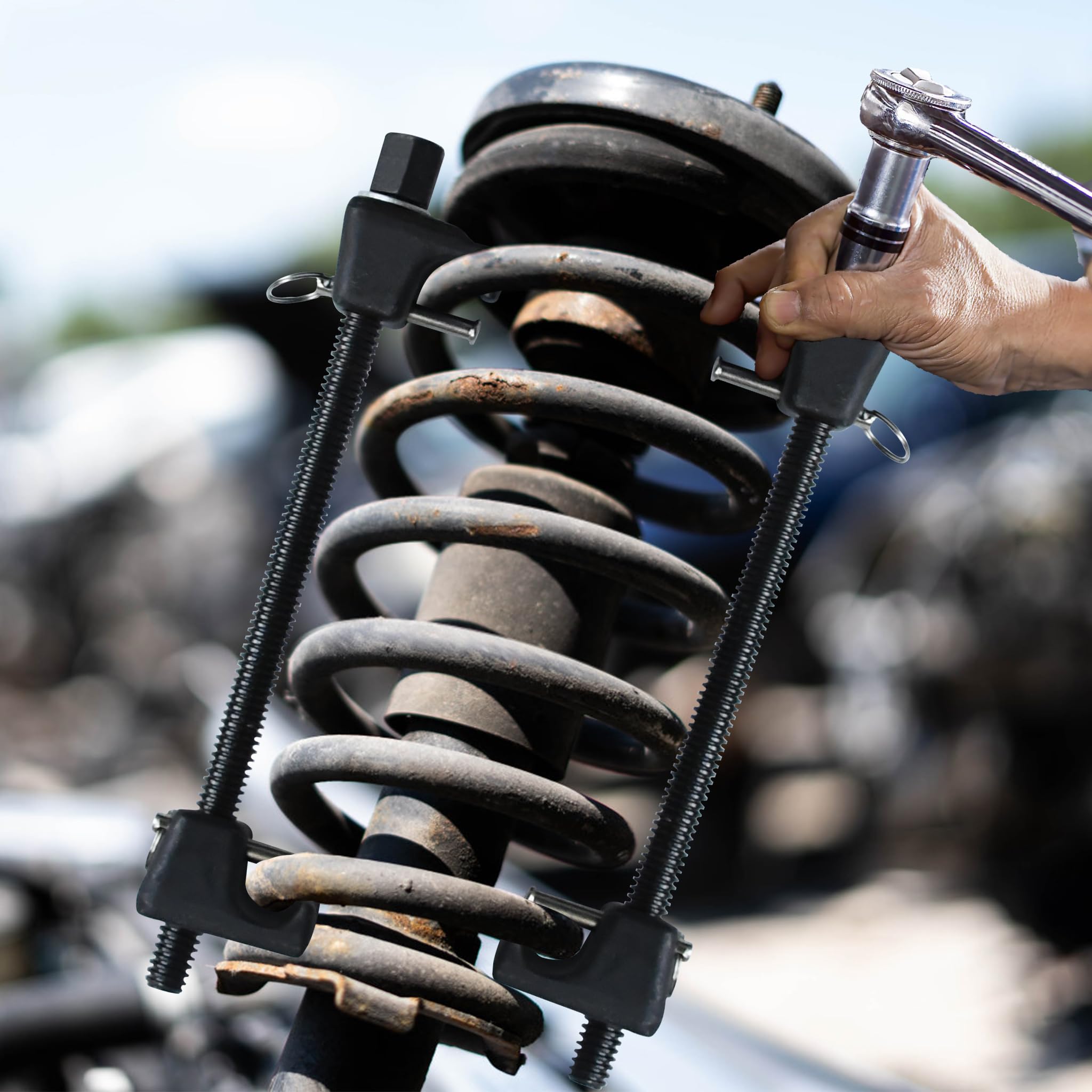 UISEBRT 2 Pezzi Professionale Compressore Molla Ammortizzatori - Universale Smonta Molle Ammortizzatori - Compressori Molle per Auto KFZ Strumenti di Estrattore - 300mm