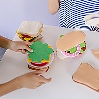 Vista 6 de Melissa & Doug alimentos de fieltro, set de juego para preparar sandwich, 33 piezas.