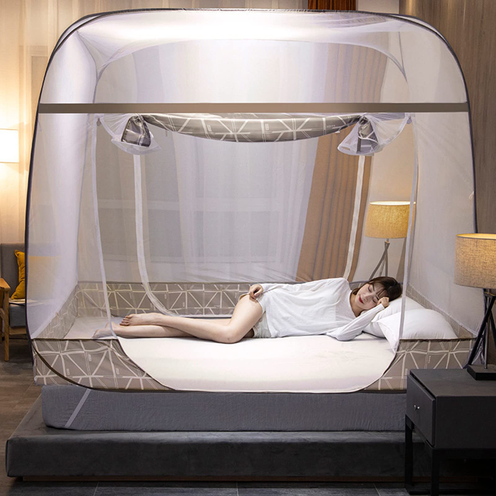 Zanzariera pop up, baldacchino portatile con 3 ingressi, design pieghevole con rete inferiore, facile installazione per campeggio all'aperto, viaggi, protezione efficace contro le punture di insetti