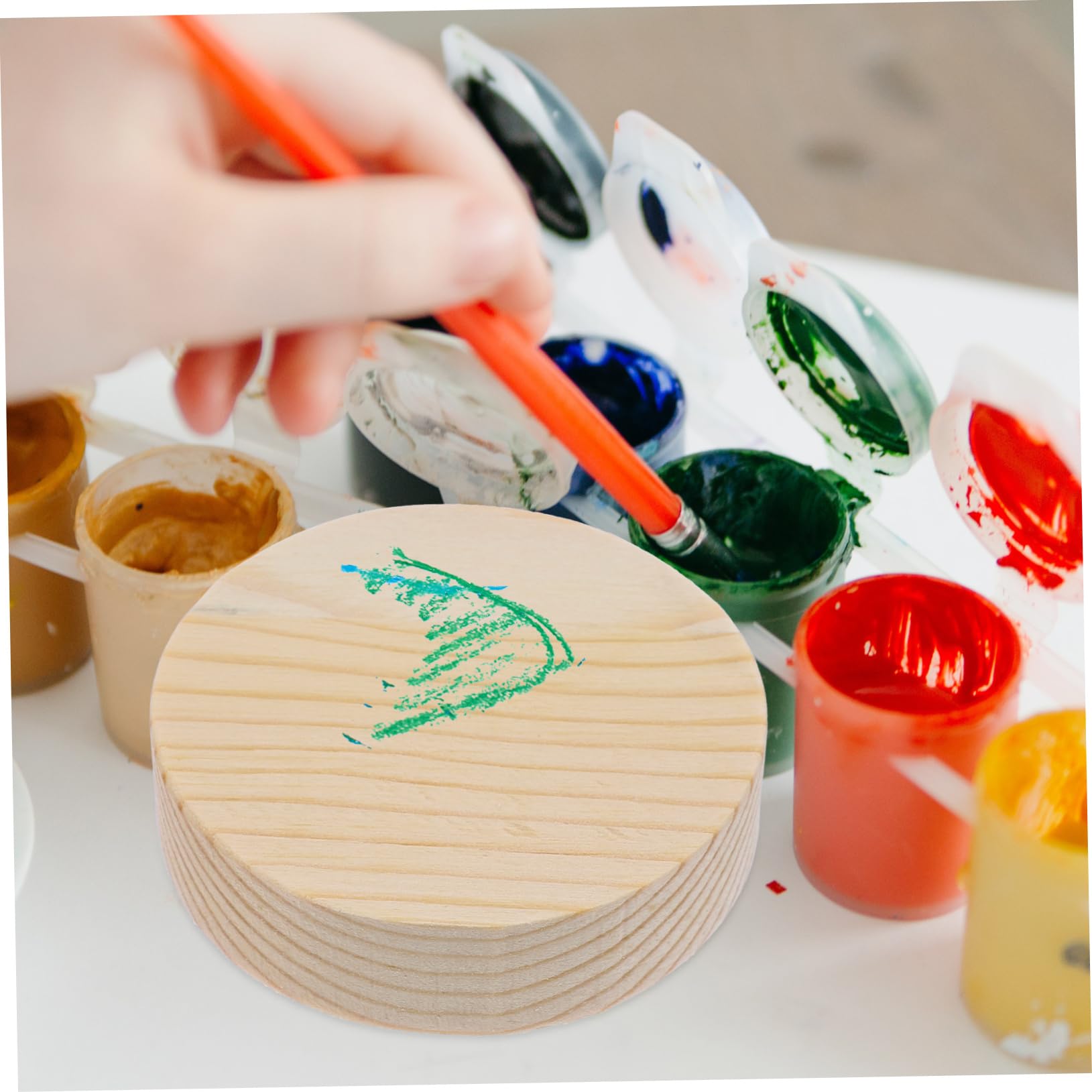 OSALADI 10 Holzscheiben Rund Rohlinge zum Basteln und Bemalen Sicher für Kinder 10 Stück Packung für Selbstgemacht Projekte und Hochzeitsdeko