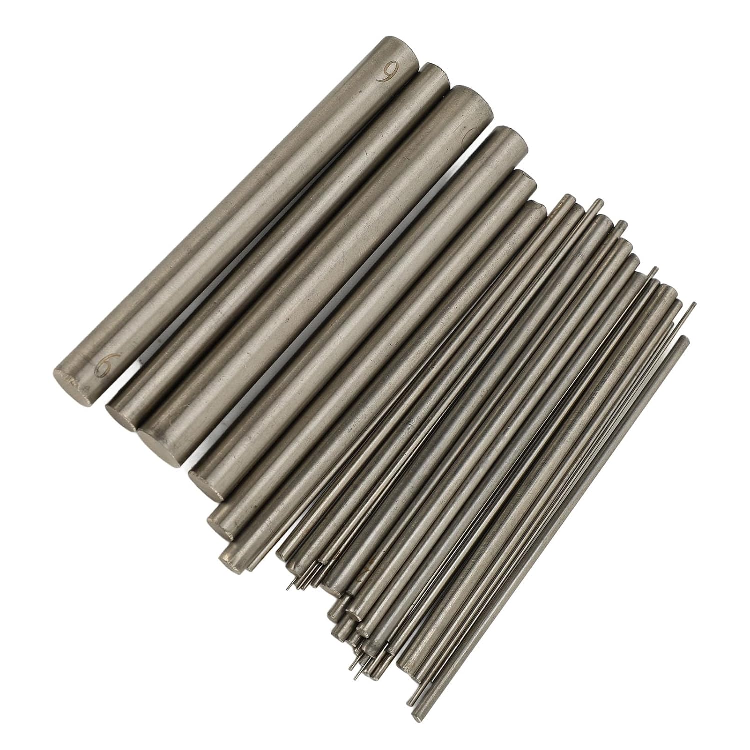 36 Pcs Stainless Steel Round Rod Set, Metal Solid Shaft Rods High Hardness Model Straight Round Rod Lathe Bar Jewelry Making Tool for DIY Craft Model with Storage Box