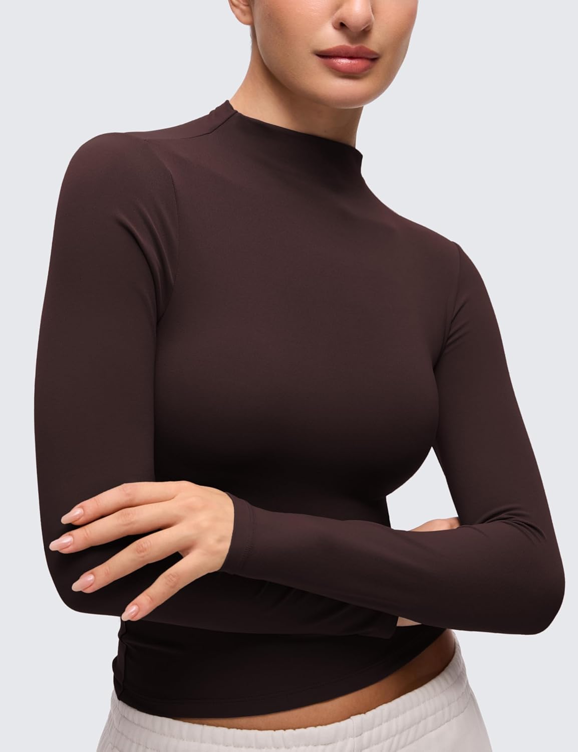 CRZ YOGA Softembrace Mock Neck Long Sleeve Shirts for Women - Casual Going Out Comfort Tops Soft Fitted Layer Underwear Tees - Image 5
