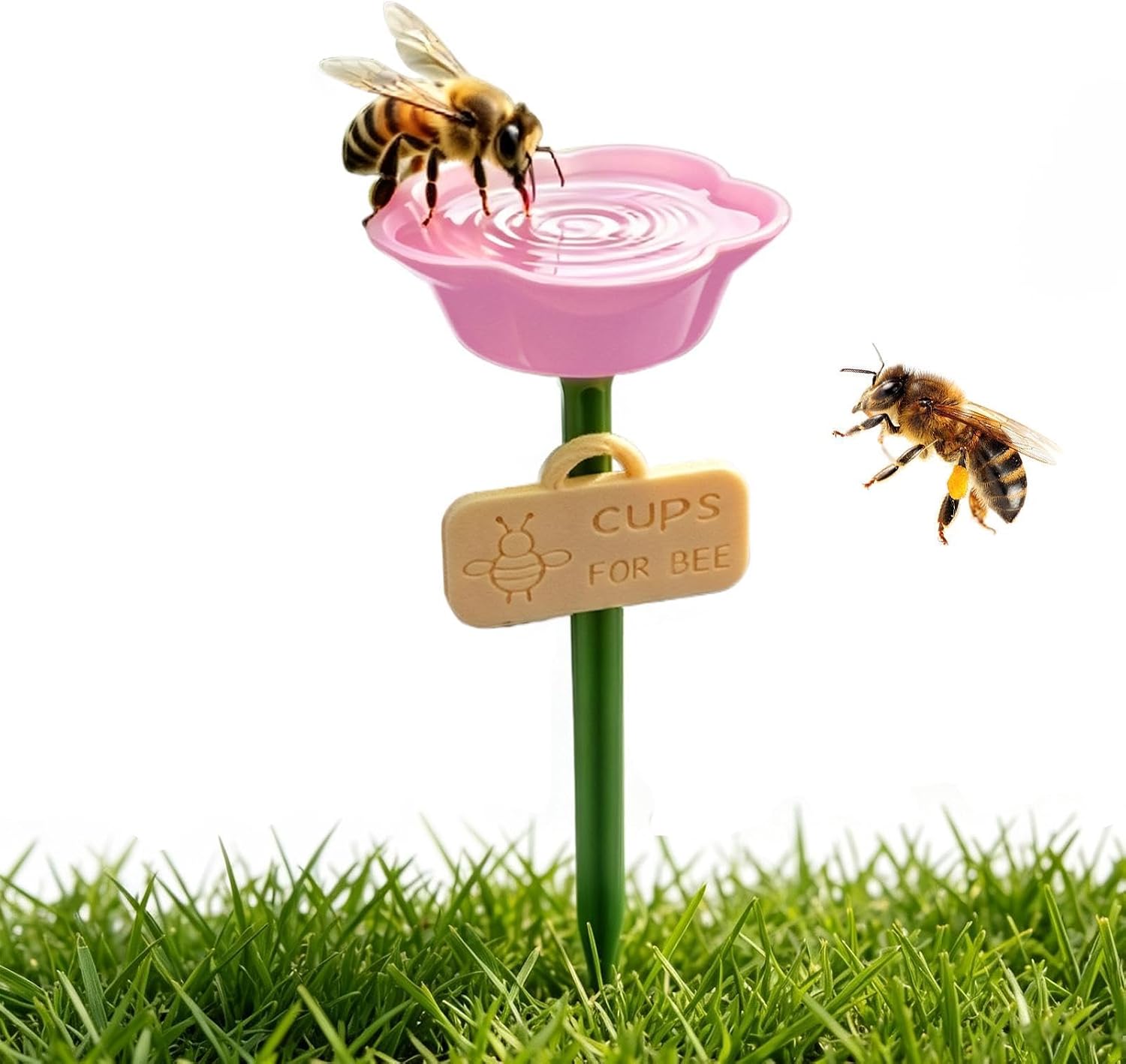 Bee Watering Cups Anti Spill Flower with Ground Stake Outdoor Decor