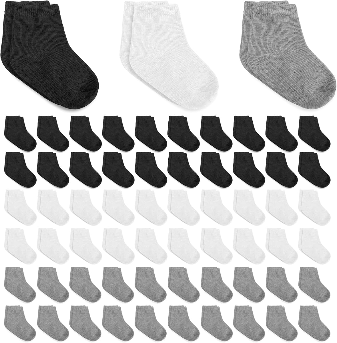 63 Pairs Infant Newborn Socks Bulk Breathable Cotton Baby Unisex Socks Low Cut Stretch for Toddler Girls Boys Baby Showers Birthday Parties
