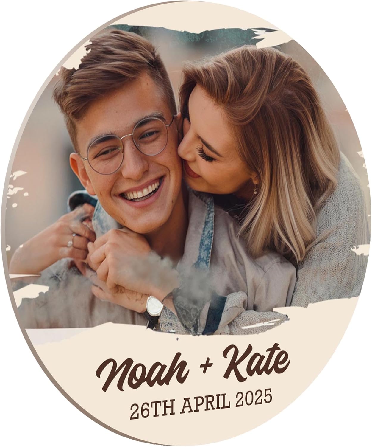 100 Pack Personalized Wedding Coasters, Custom Cardboard Coasters for Drinks with Photo Print and Text, Keepsake Wedding Favors and Gifts for Couples, 3.95" Round (Design 6)