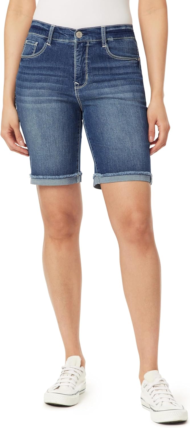 Angels Forever Young Women's 9" Signature Denim Bermuda Shorts