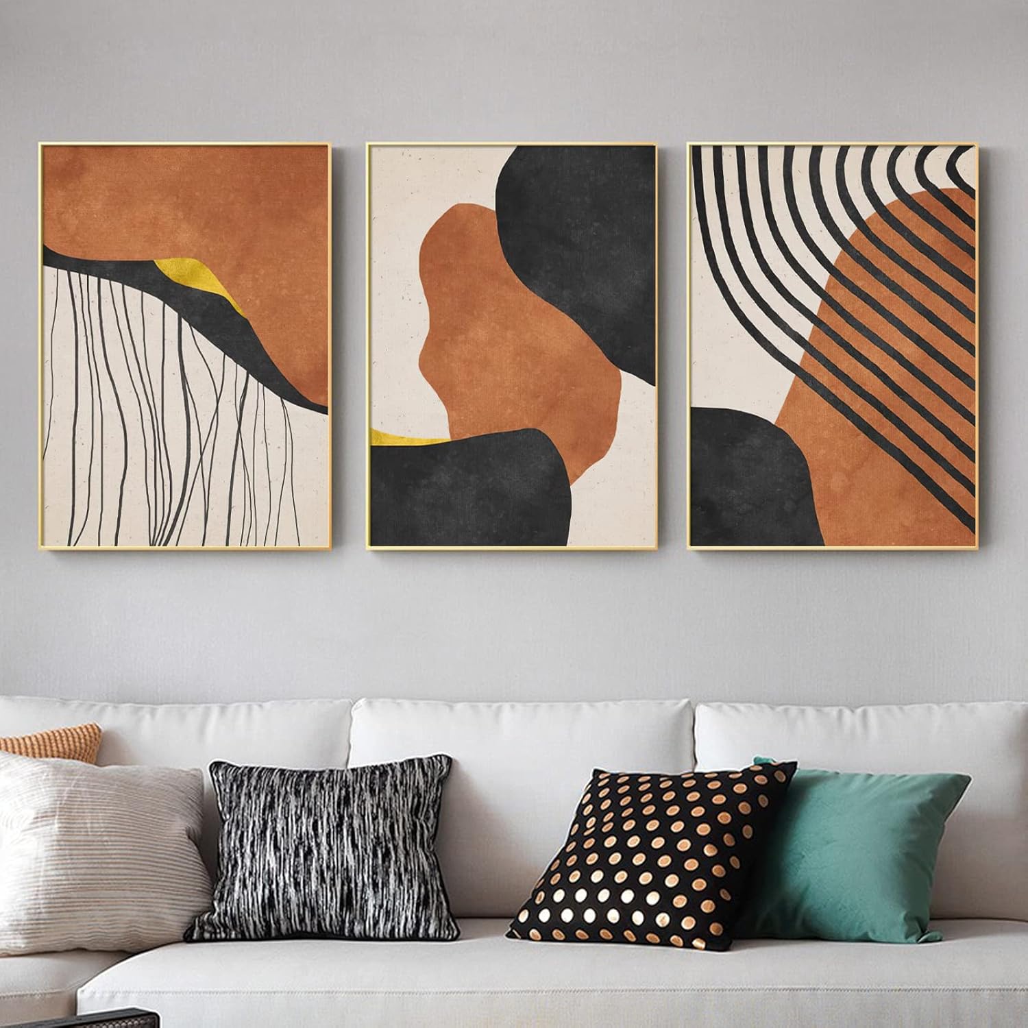 Orange and Black Abstract Wall Art Abstract Geometric