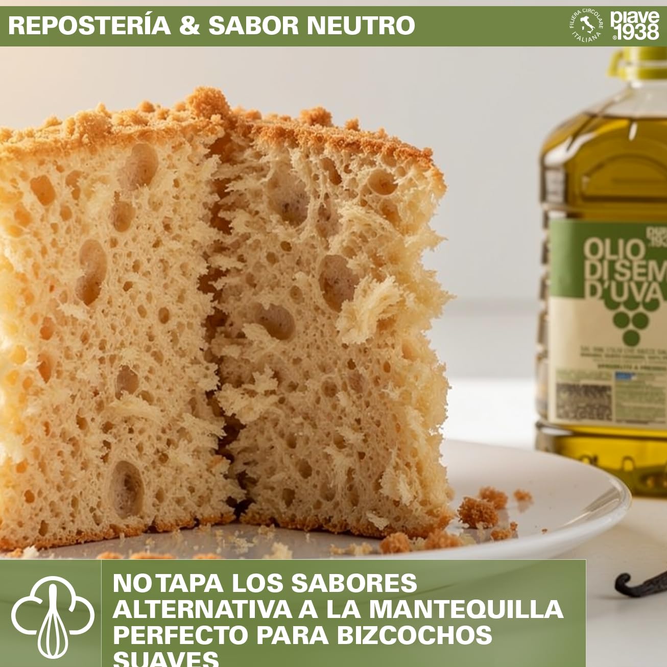 PIAVE 1938 Aceite de Semilla de Uva 5L, 100% Italiano, Alto Punto de Humo para Freír y Cocinar, Aceite Base de Masaje Neutro y Natural, Rico en Vitamina E, Garrafa Formato Profesional Hostelería