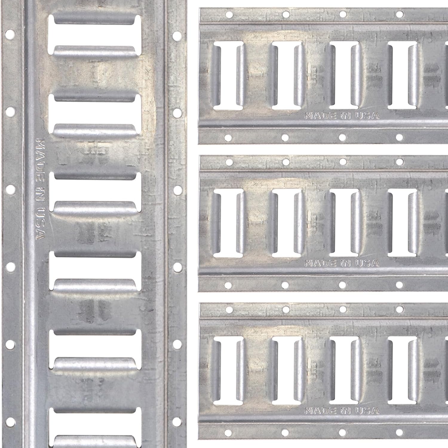 US Cargo Control E Track, Made in USA, 12 Gauge Steel 8 FT Galvanized E-Track Rails (4 Pack), Horizontal ETrack Rails for Trailers, Garages, Cargo Vans - 6,000 LBS Break Strength Per Slot