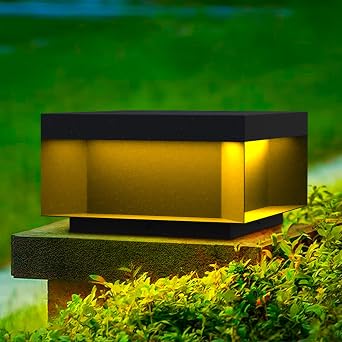 Outdoor Post Lights,Outdoor Column Lights,Outdoor lamp Post,12V&110-240V Hard Wired,for Deck/Stone/Wooden Columns,Church Doorpost,Modern Post Light,Landscape Garden Patio Light (Black, 20X20 in)