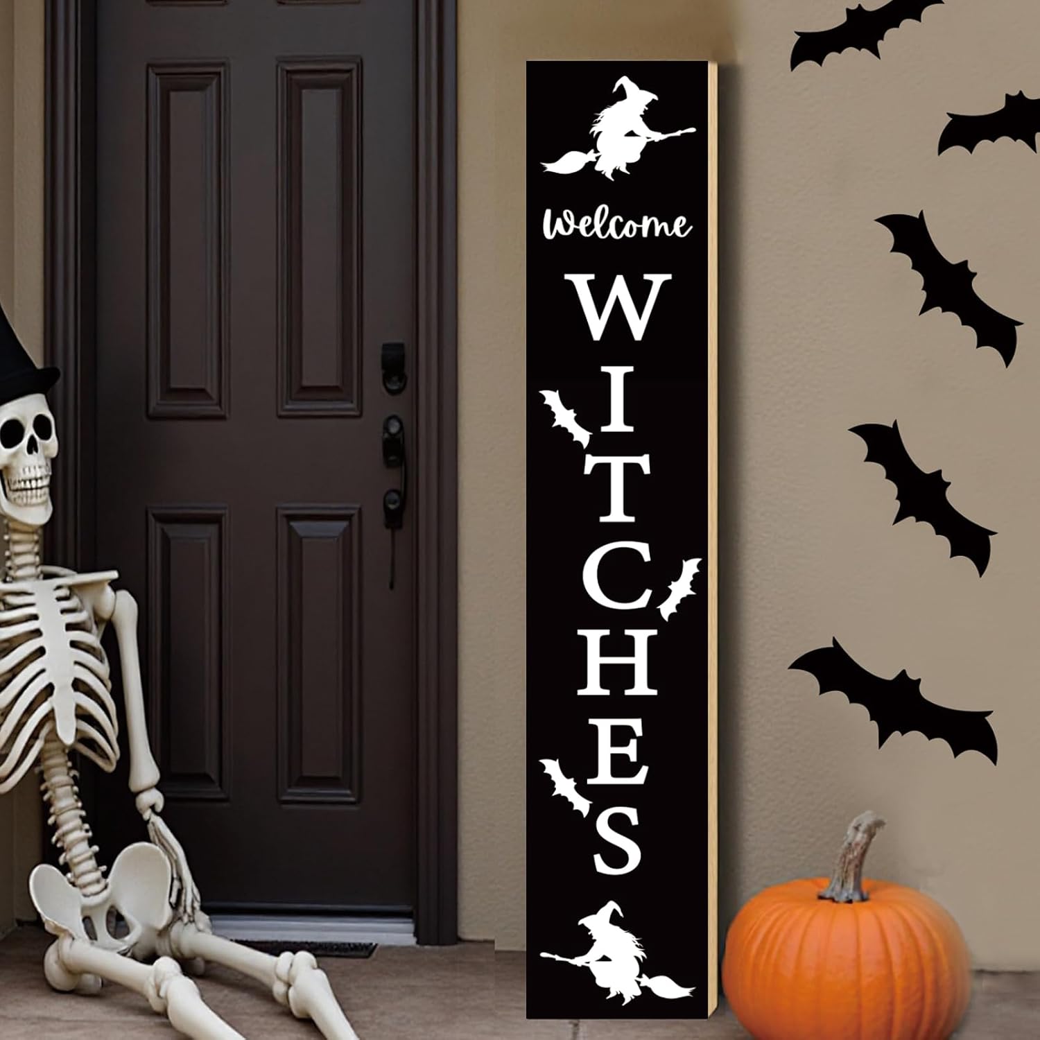 Halloween Porch Decor Outdoor Halloween Decorations Wooden Witches Porch Sign Door Decorations Indoor Outside Welcome Sign for Front Door 46.8 Inch