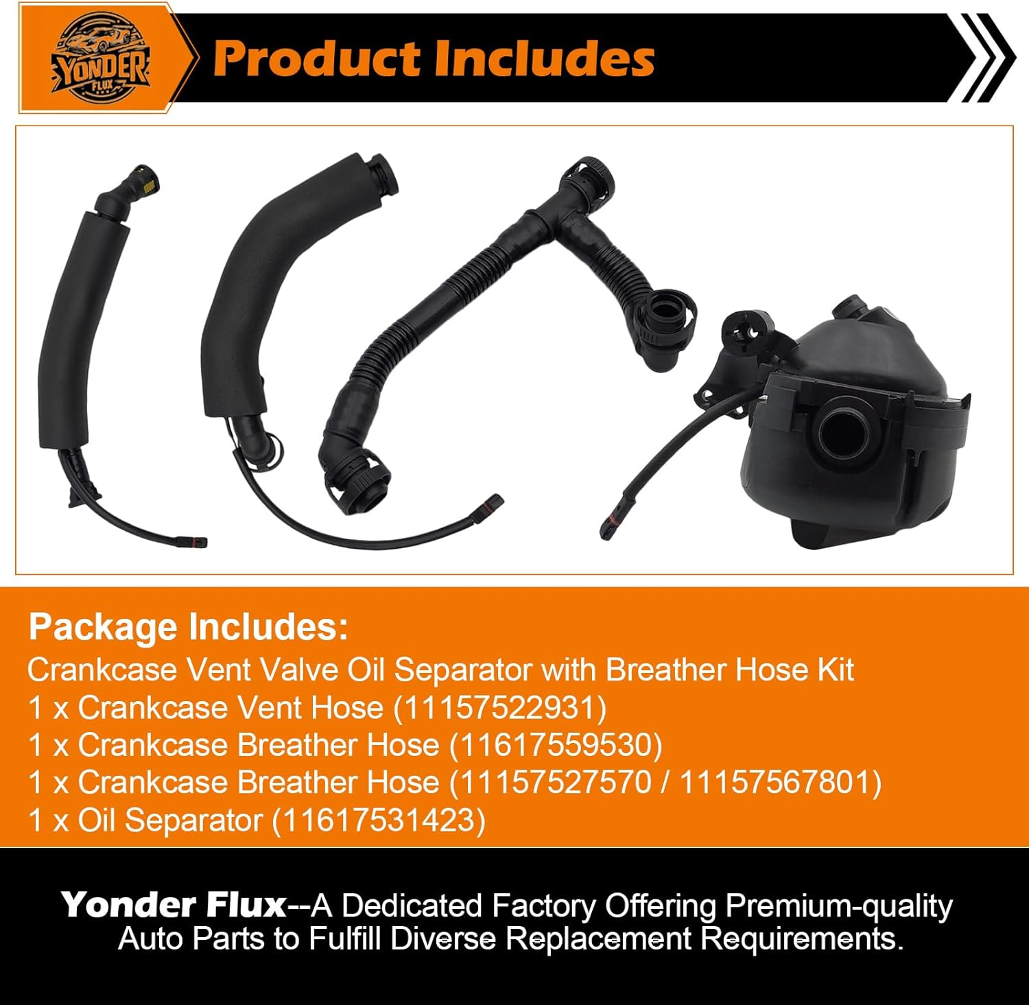 Crankcase Vent Valve Oil Separator with Hoses for BMW N52 325xi 330xi 525xi 530xi Z4 E85 E86 E90, 2001-2013, Replaaces OE 11617531423 11157567801 11157522931 11617559530