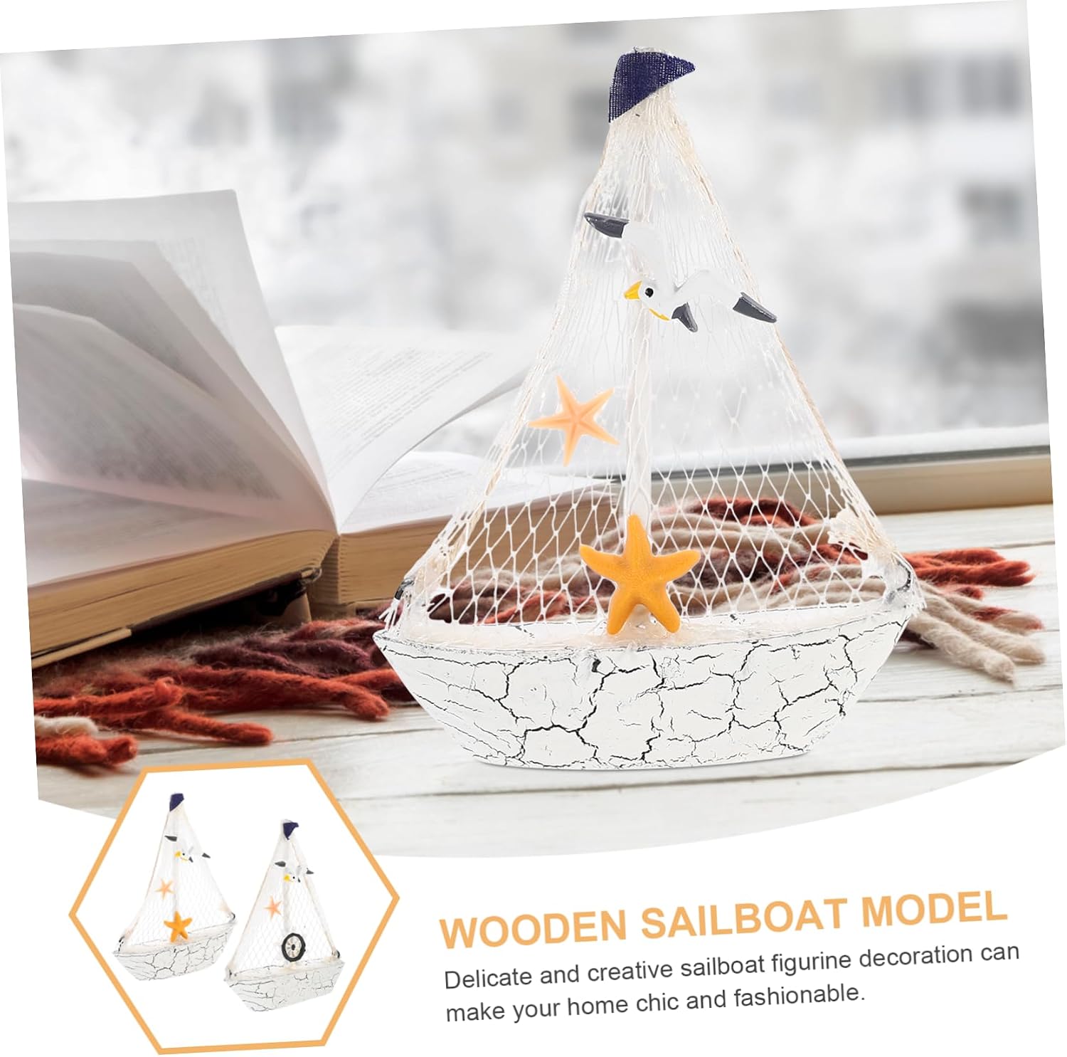 Fishing Boat Adornment 2pcs Mediterranean Sailboat Mini Boat Decor Nautical Wall Decor