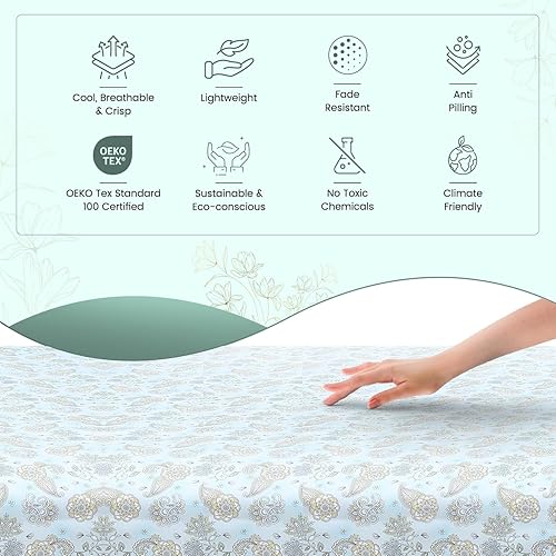 Miniatura 3 de Feather & Stitch - Juego de sábanas de percal de 300 hilos con bolsillos profundos