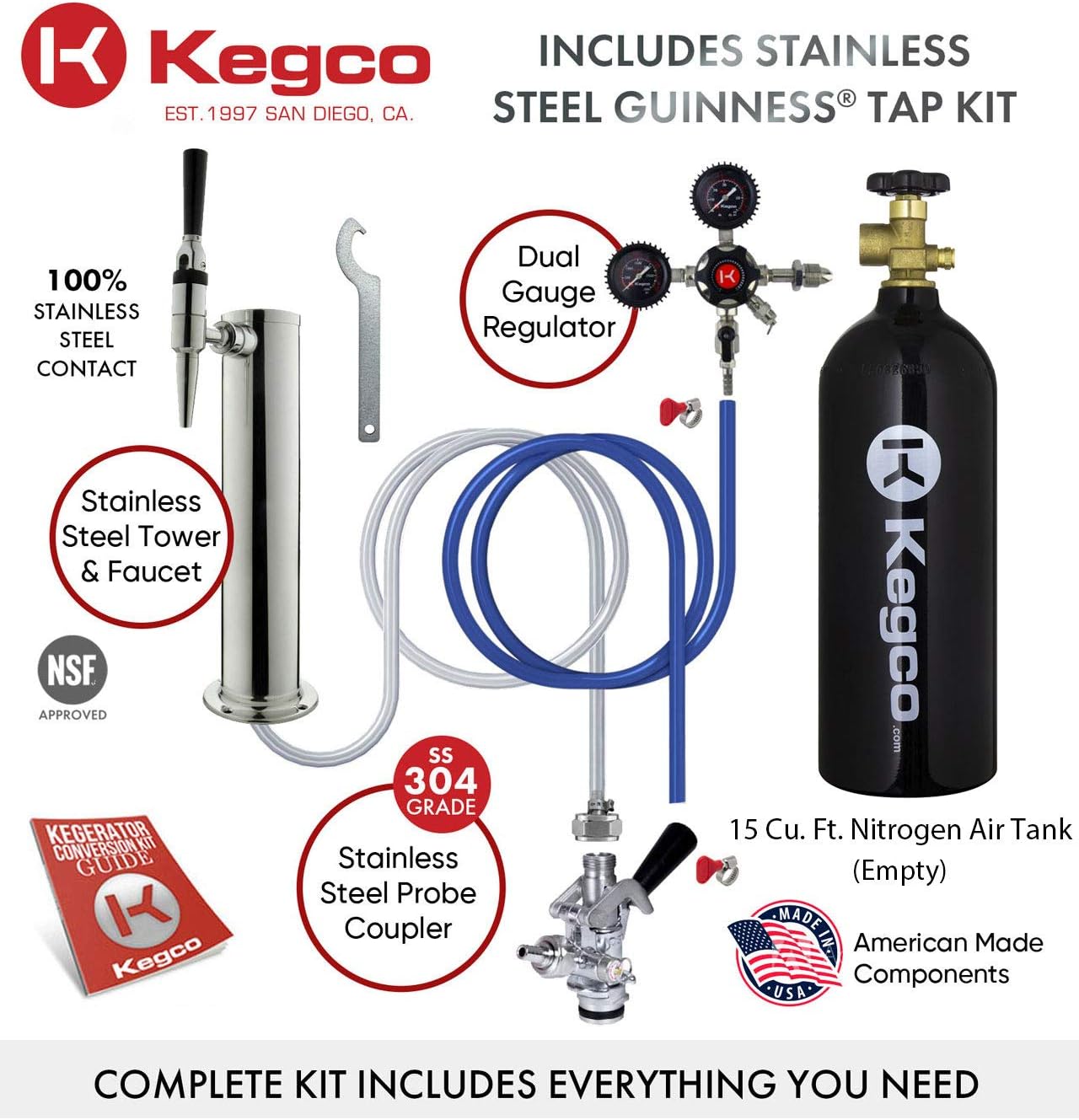 Kegco Z163B-G 24" Wide Single Tap Black Commercial/Residential Guinness® Kegerator