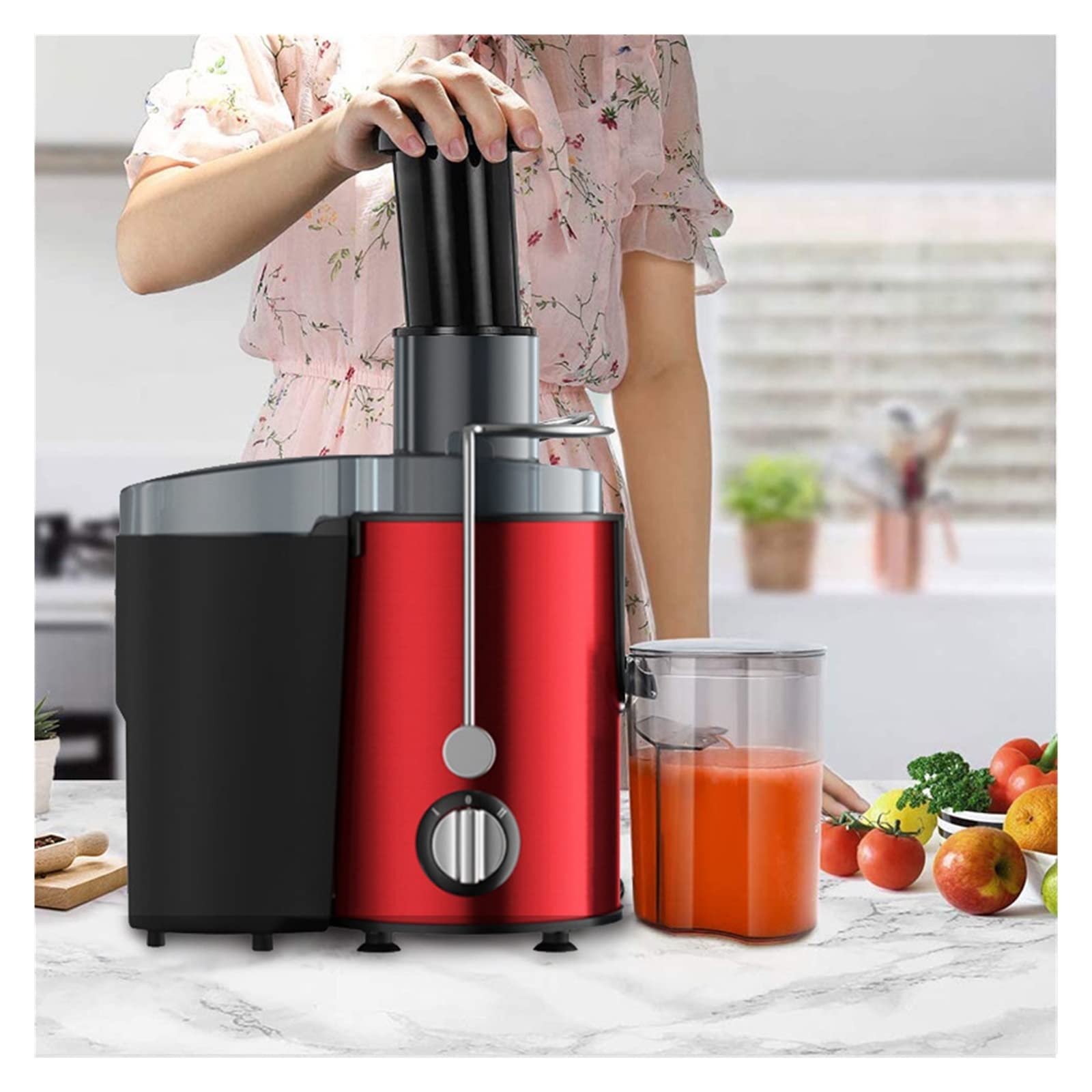 MIIKHI Home Multifunction Juicer Machine Fruit Vegetable Original Juice Double Cutter Head Stainless Steel Portable Fruit Juicers (Color : B, Size : E) (B USA)