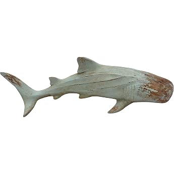 MichaelNoll Shark Fish Decorative Figure Sculpture Statue Polyresin Modern Maritime Decoration for Home in Wood Look Decoration for Living Room Bedroom or Bathroom 33.5 x 13 x 7.5 cm