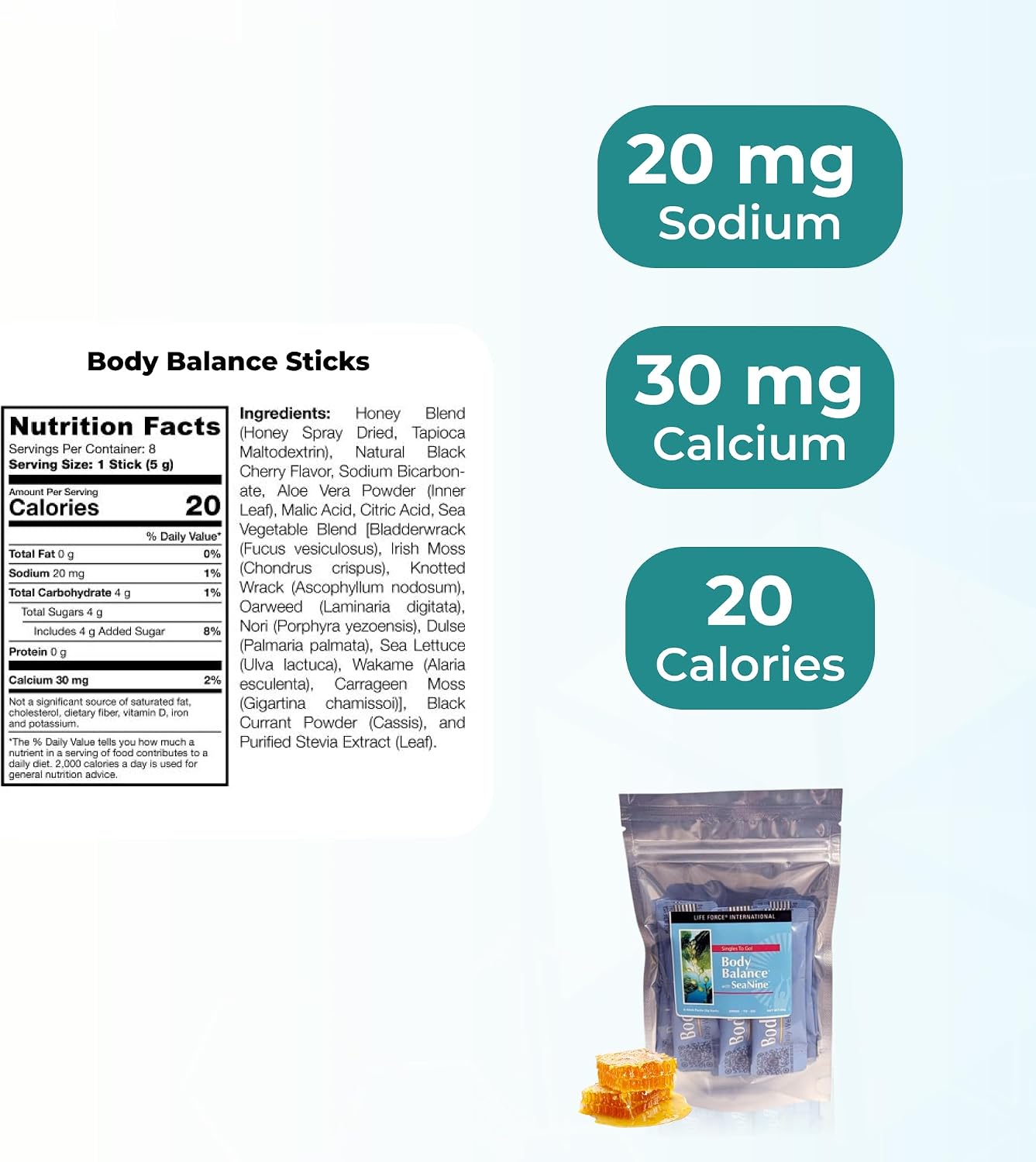 Youngevity Body Balance Sticks Land & Sea Plant Based Nutrition - Sea Vegetables, Kelp, Nori, Honey, Aloe Vera, and More - 75+ Nutrients w/Vitamins, Minerals, Amino Acids 8 Stick Packs
