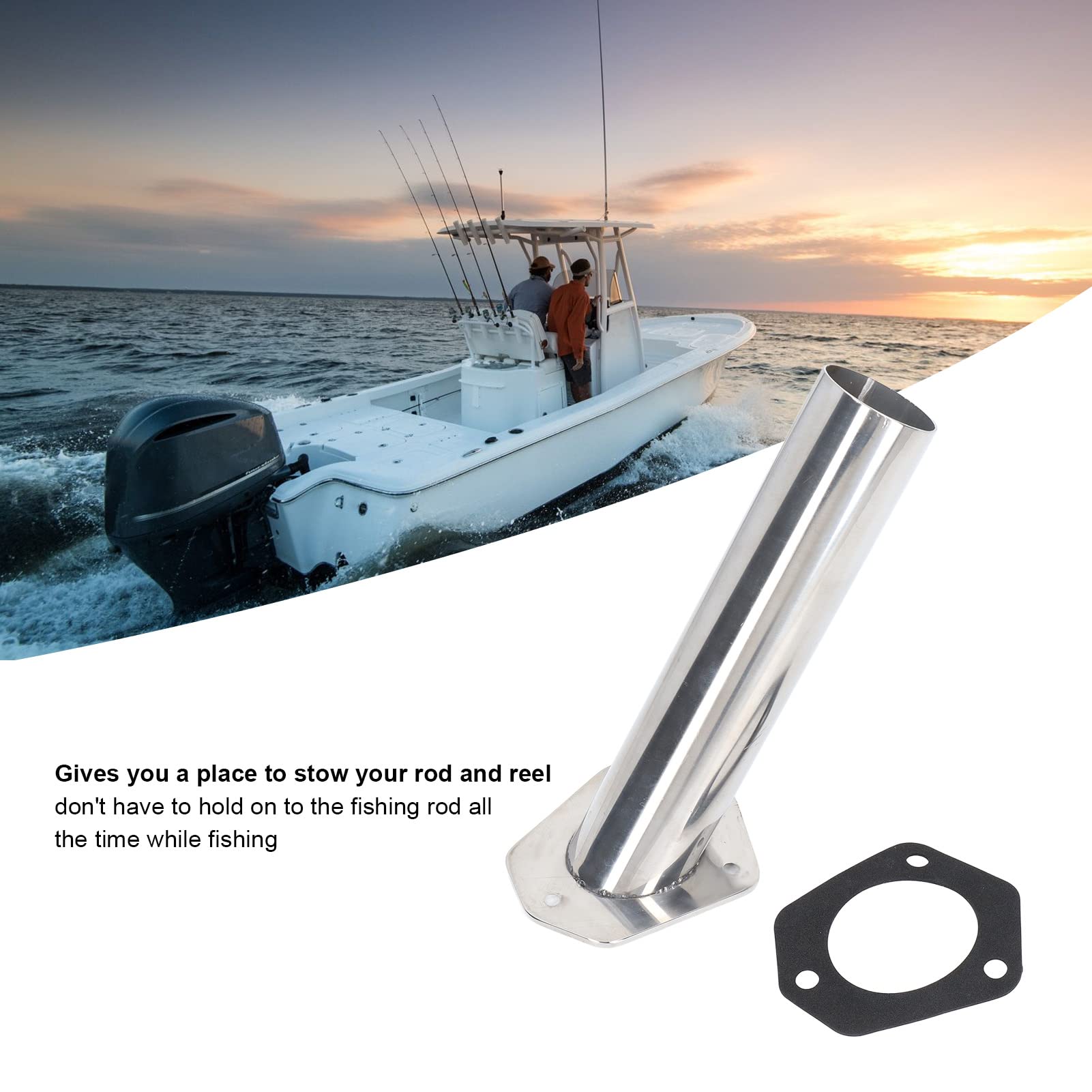 Fishing Rod Holder,BOROCO 9in Boat Stainless Steel Rod Holder Flush Mount 30 Degrees Fishing Rod Holder for Marine Yatcht - Image 4