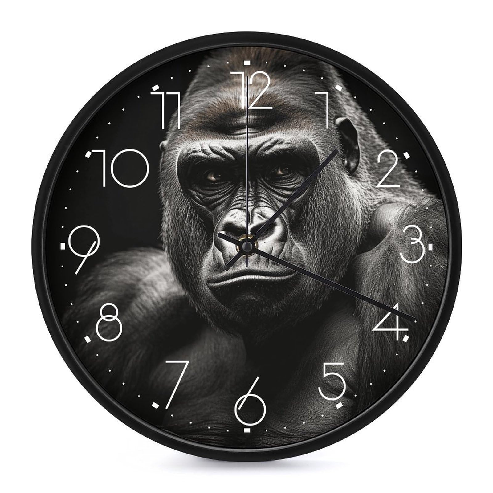 Horloge murale anti-bruit ronde Gorilla pour chambre et bureau calme