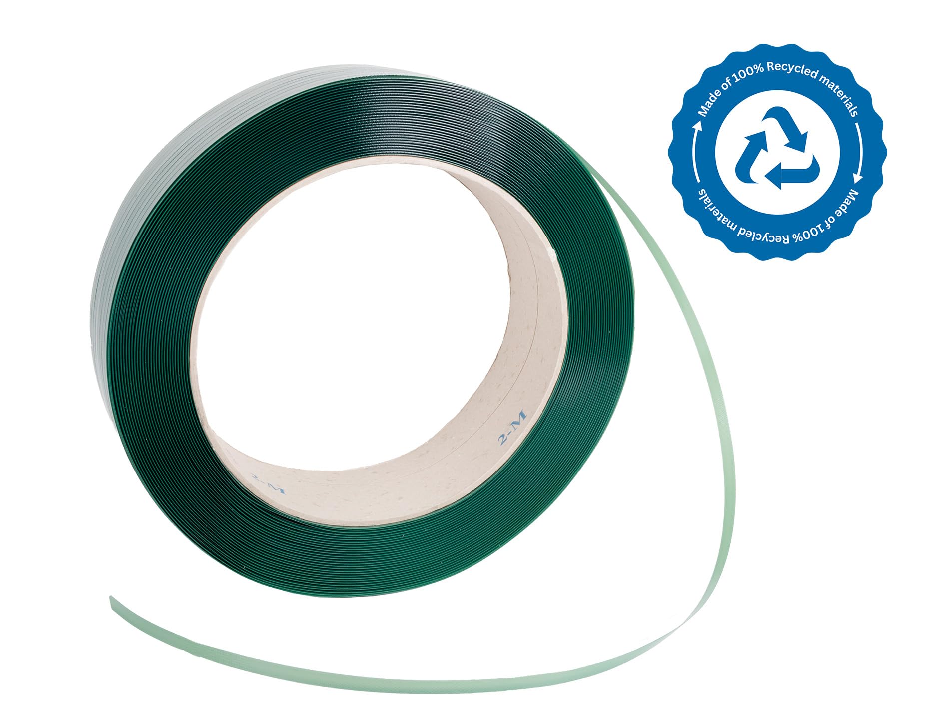 PET-Umreifungsband | Breite: 12,5mm | Dicke: 0,60mm | Länge: 2500mtr | Kerndurchmesser: 406mm | Zugfestigkeit: 280KG | Pro 1 Rolle | 031.0300 | Hergestellt aus 100% recycelten Rohstoffen