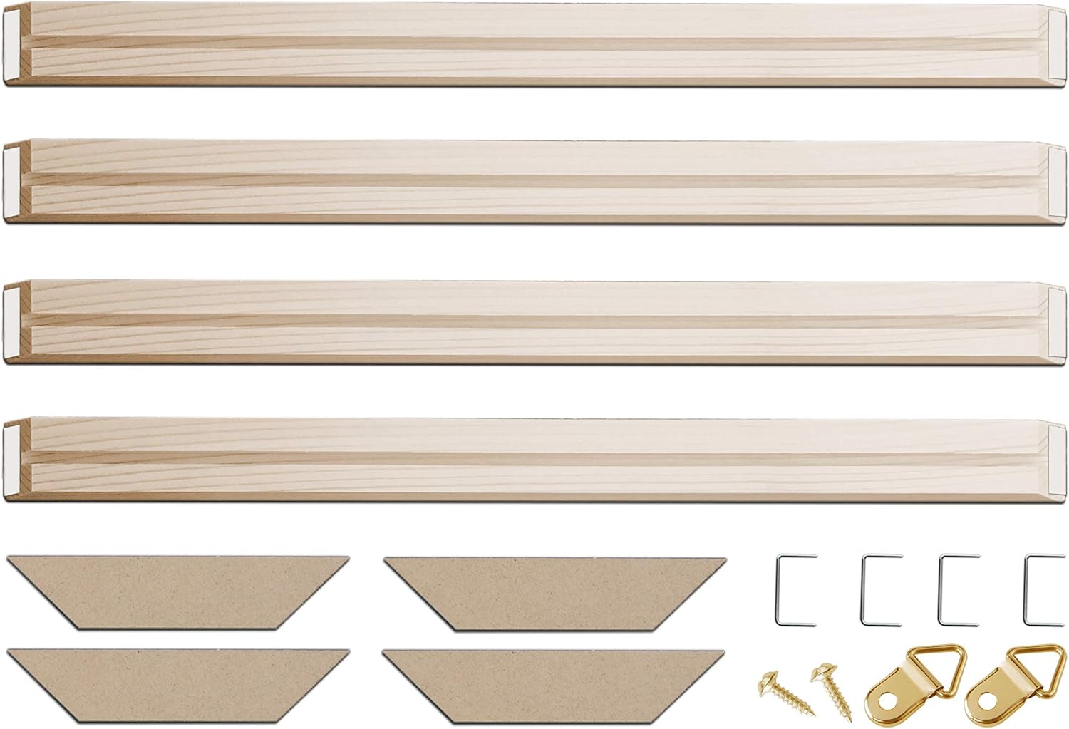 DIY Solid Wood Canvas Frame Kit 30 Inch x 4PCS for Oil Painting & Wall Art, Customized Wooden Art Frames for Paintings & Canvases, Easy to Build Canvas Stretching System, Framed Picture Accessories