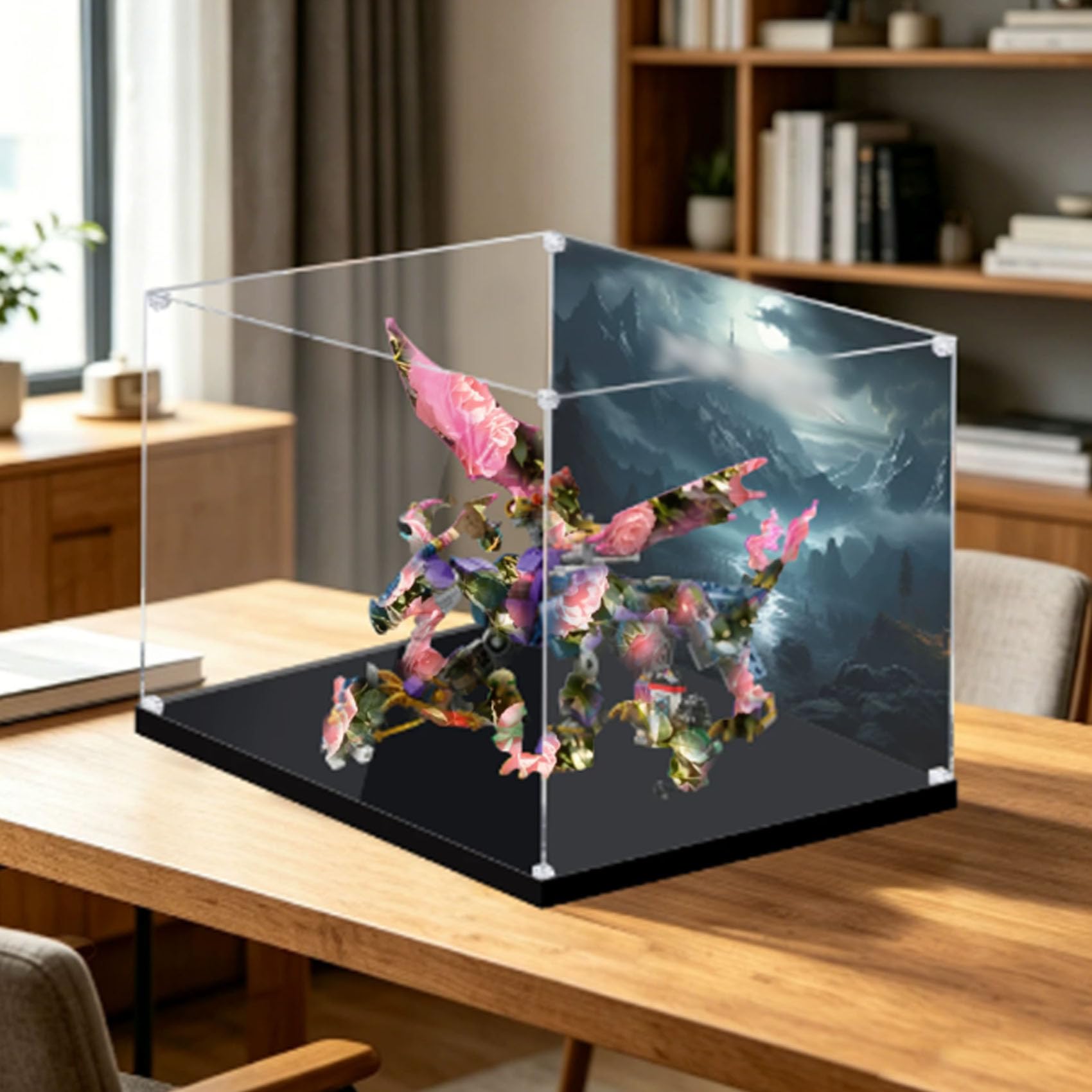 Acrylic Display Case for Le-go 71842 Dragon Model, Dustproof Display Box (display box only) (background 3mm-A)