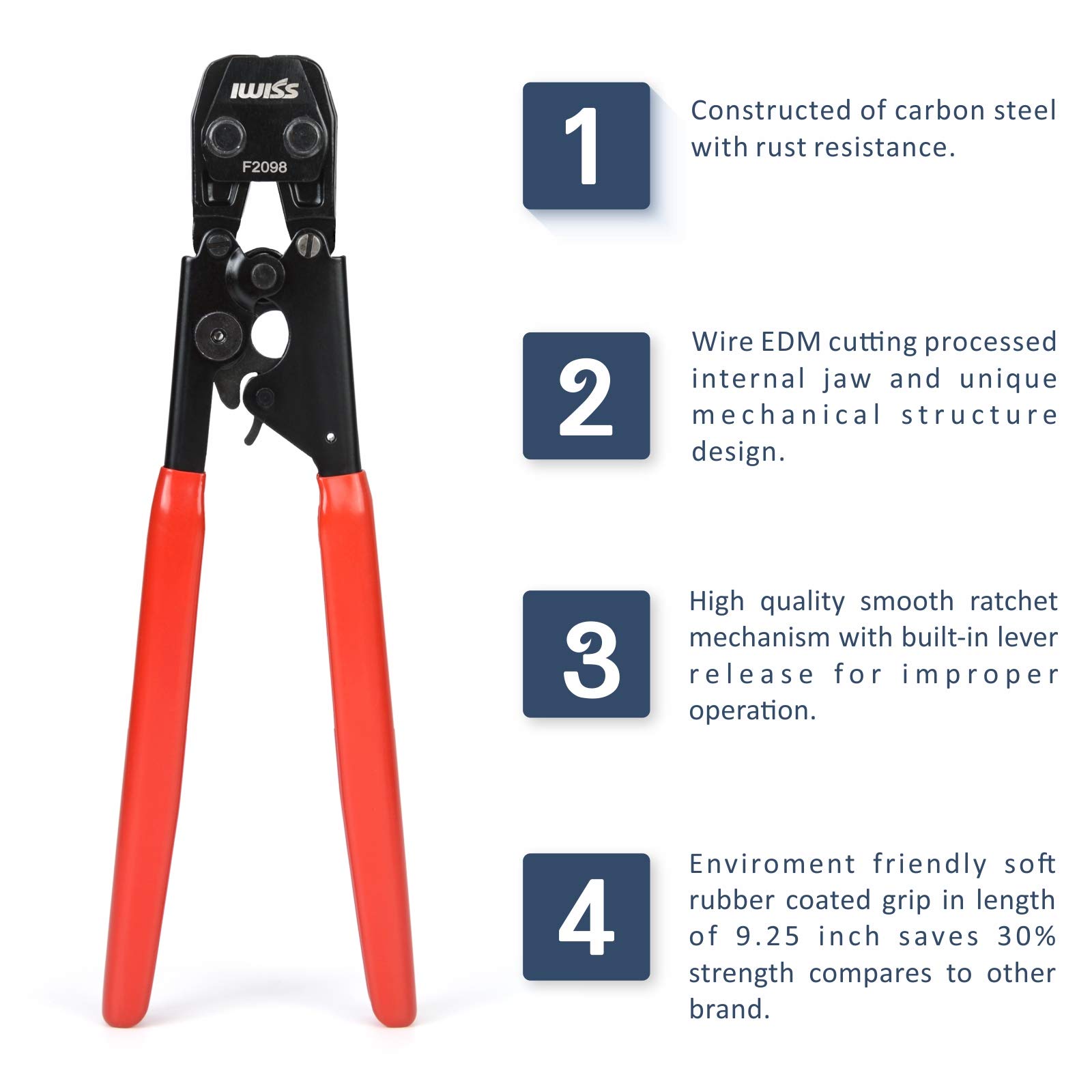 IWISS Ratchet Clamp Cinch Tool Crimper Tool For Stainless Steel Clamps