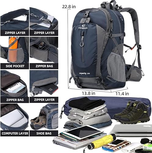 Miniatura 8 de FENGDONG 40L Waterproof Lightweight Hiking,Camping,Travel Backpack for Men Women
