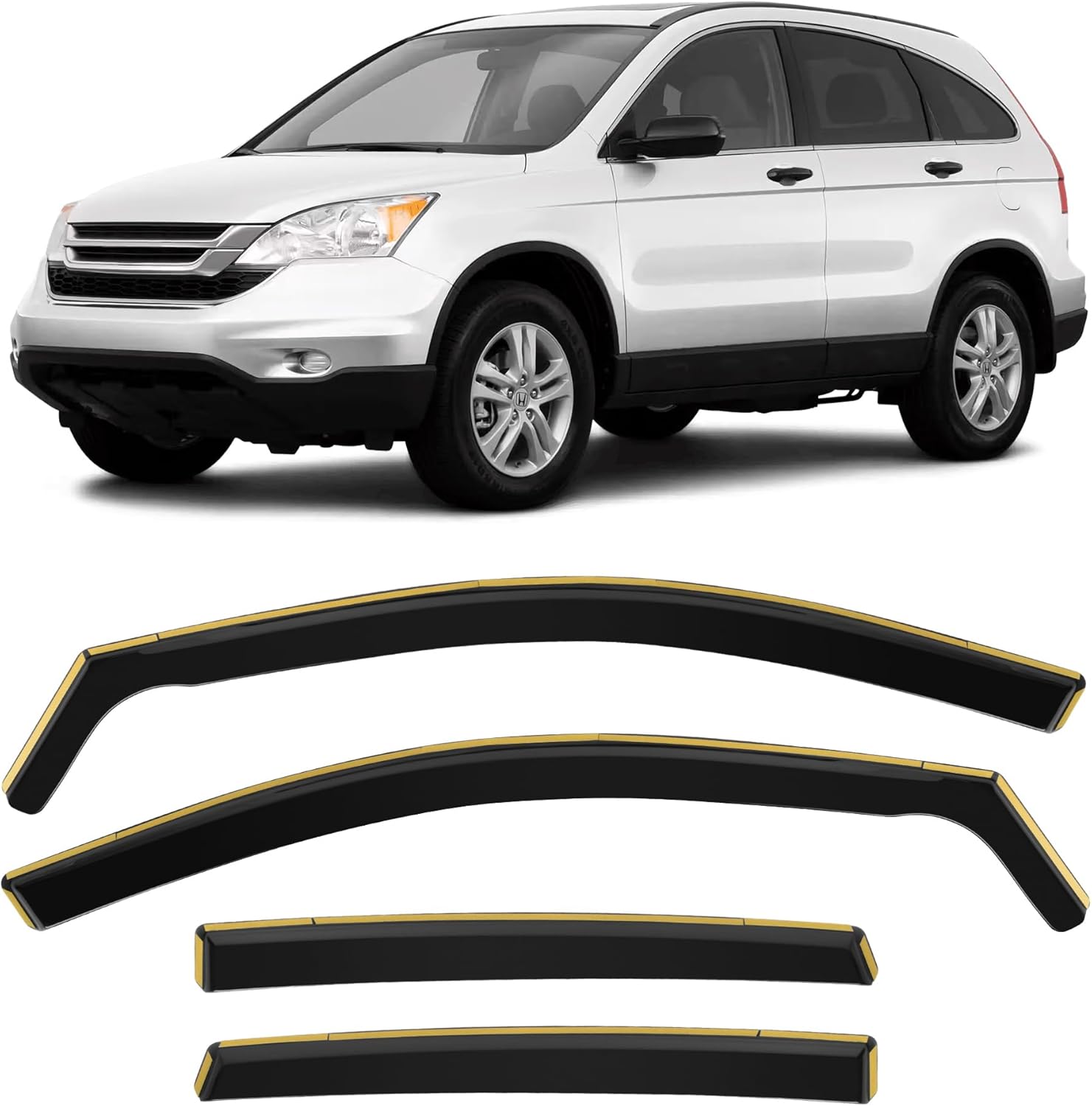 Shatterproof in-Channel Window Rain Guards for Honda CRV 2007-2011, Window Deflectors, Window Visors for Car, Vent Deflector, 4pcs