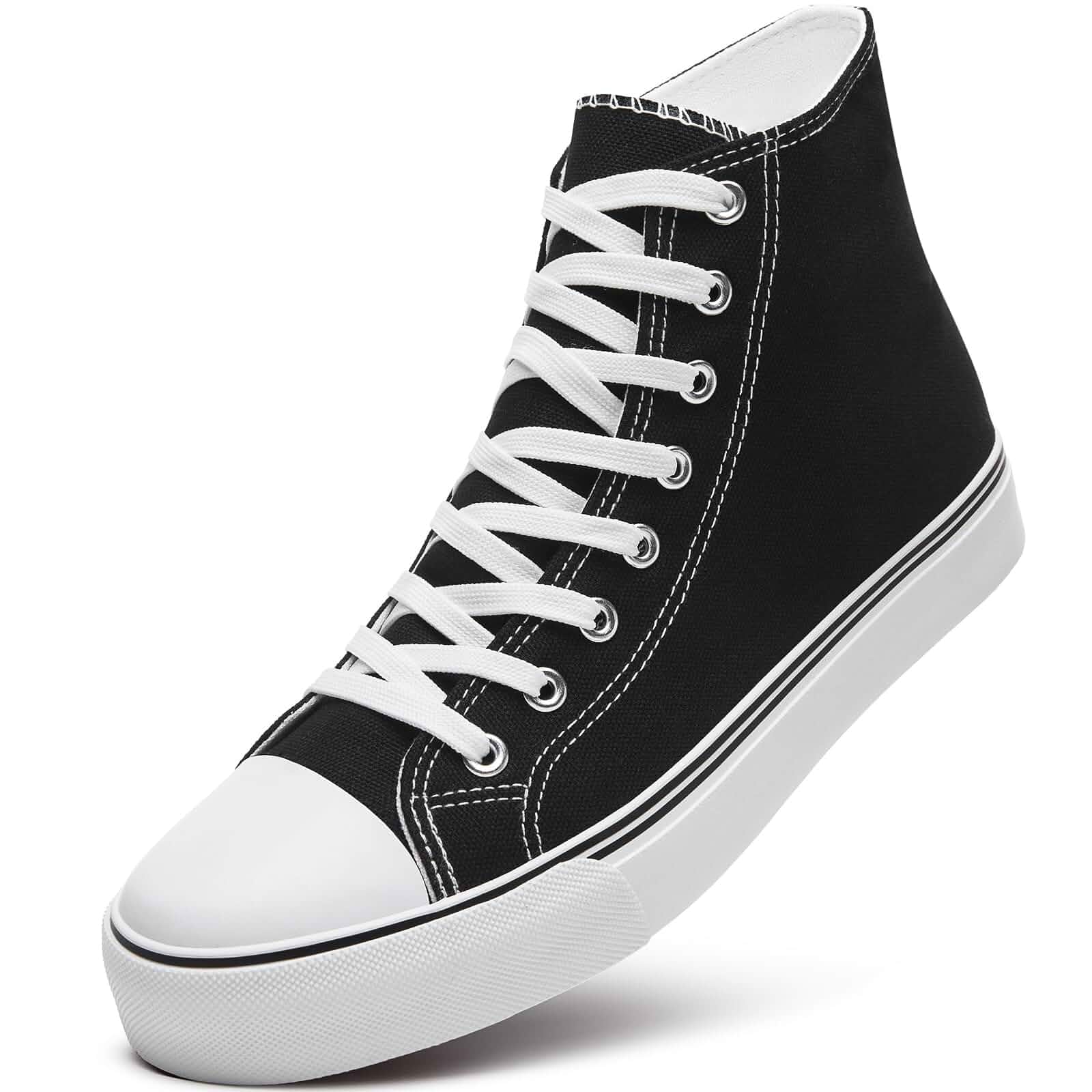 ZGR Men's High Top Canvas Sneakers Lace Up Classic Casual Walking Shoes Breathable canvas upper,non-slip rubber outsole,high-top lace-up,classic casual style,for walking,tennis,travel,sports