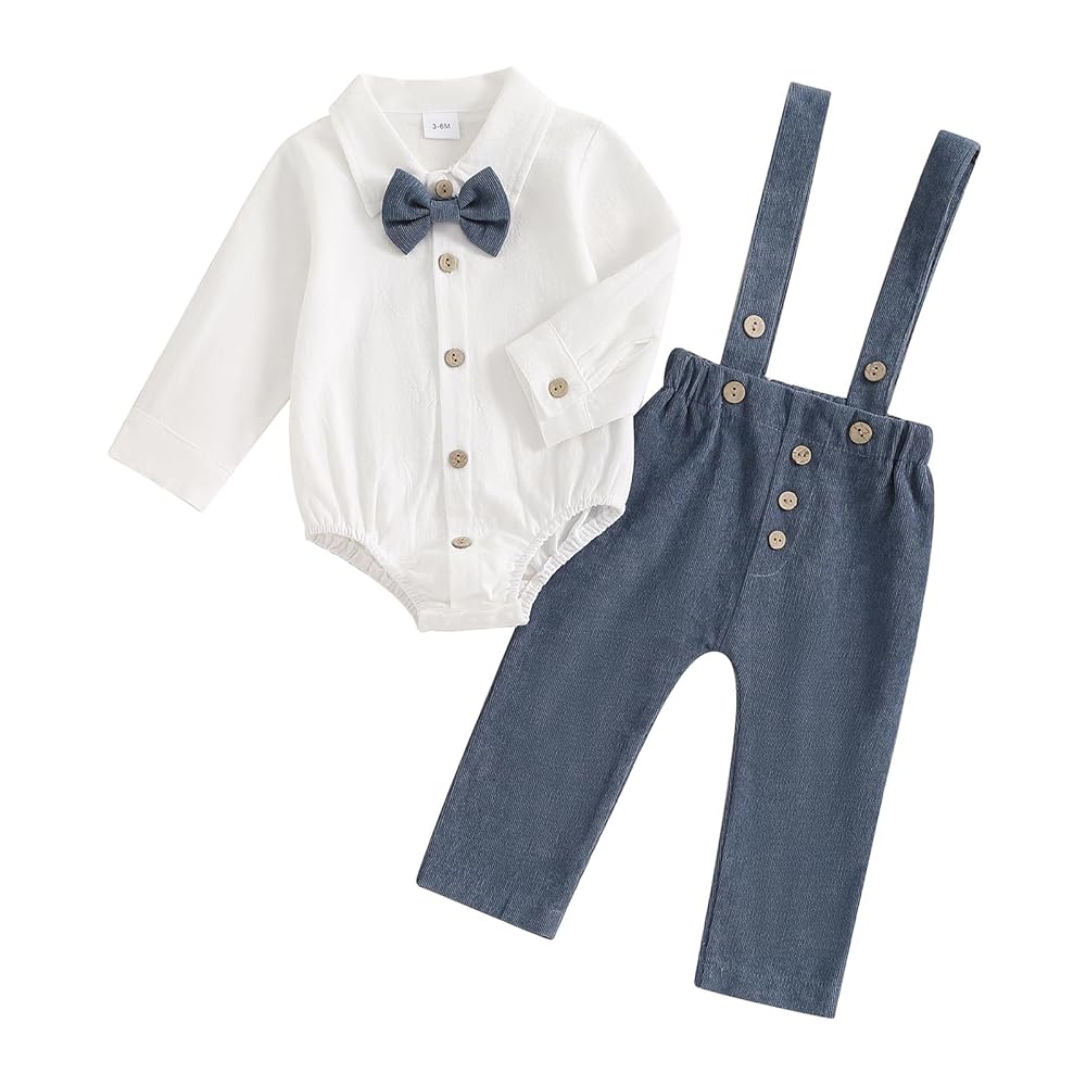 トップス andwang Baby office tie shirt Jalioing Child Boys Shirt Lapel with Necktie Bow Kids Boy T