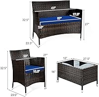 Vista 3 de RELAX4LIFE Juego de sofá de patio de 4 piezas, azul marino