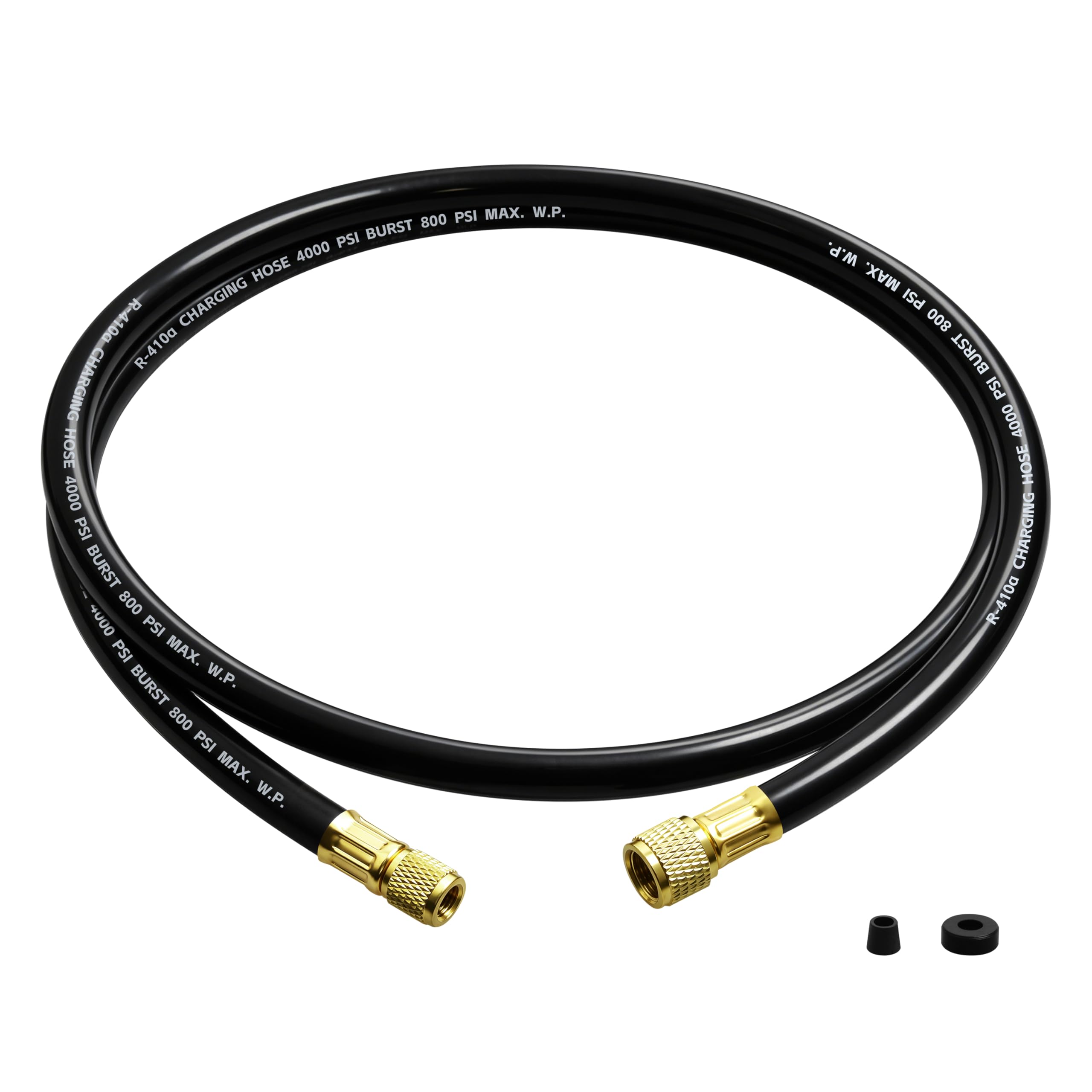 Upgraded HVAC 3/8" Heavy Duty Vacuum Hose, 3/8" to 1/4" Fittings, 6 Ft