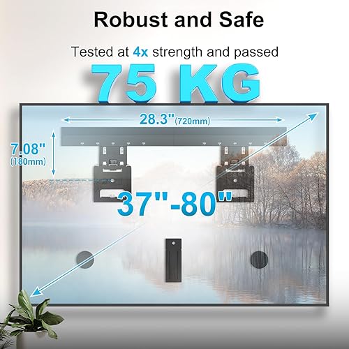 Miniatura 2 de Soporte de pared ultra delgado para TV de 37 a 80 pulgadas, máximo 165 libras, soporte de pared de perfil bajo de 0.37 pulgadas, VESA 200 x