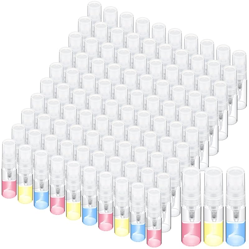 Lallisa Frascos de Perfume com Spray em Vidro Transparente, 3 mL, Pacote com 100