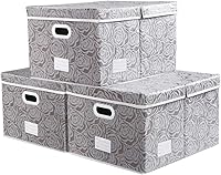 Vista 1 de PRANDOM Cajas de almacenamiento plegables jumbo con tapas, cubos de almacenamiento decorativos de tela, cestas organizadoras con asas de cubierta