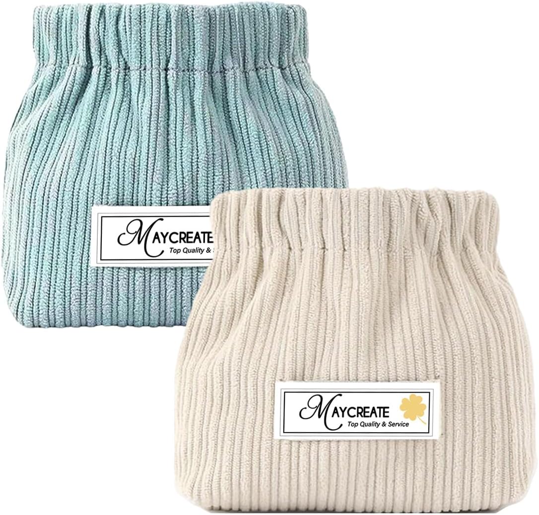 2pcs Small Makeup Pouch, Corduroy Coin Pouch Lipstick Bag, Mini Jewelry Storage Pouches for Women Girls, Easy Squeeze Open Portable Travel Pouch Organizer